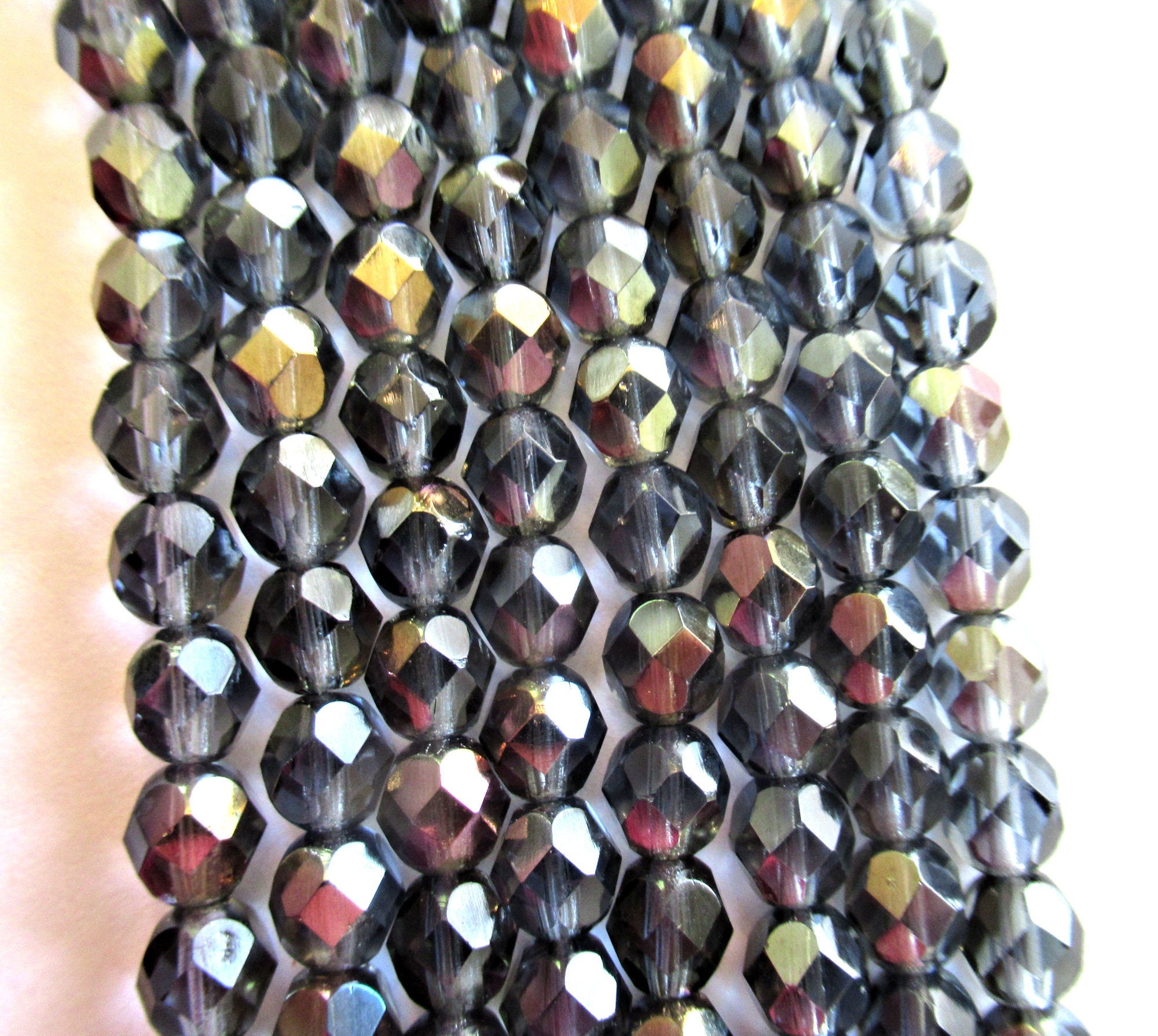 Lot of 25 6mm Czech glass beads - Montana Blue Twilight Luster fire polished faceted round glass beads C0015