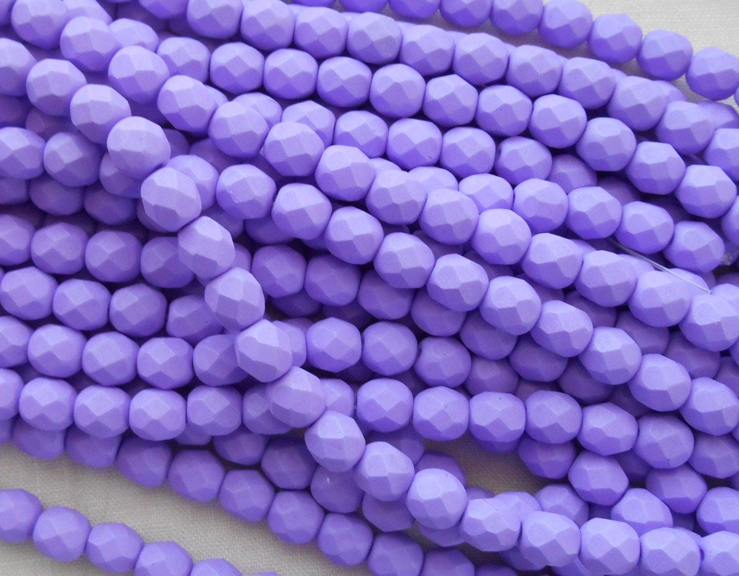 25 6mm Saturated Purple glass beads, fire polished, bright purple faceted round beads C2725