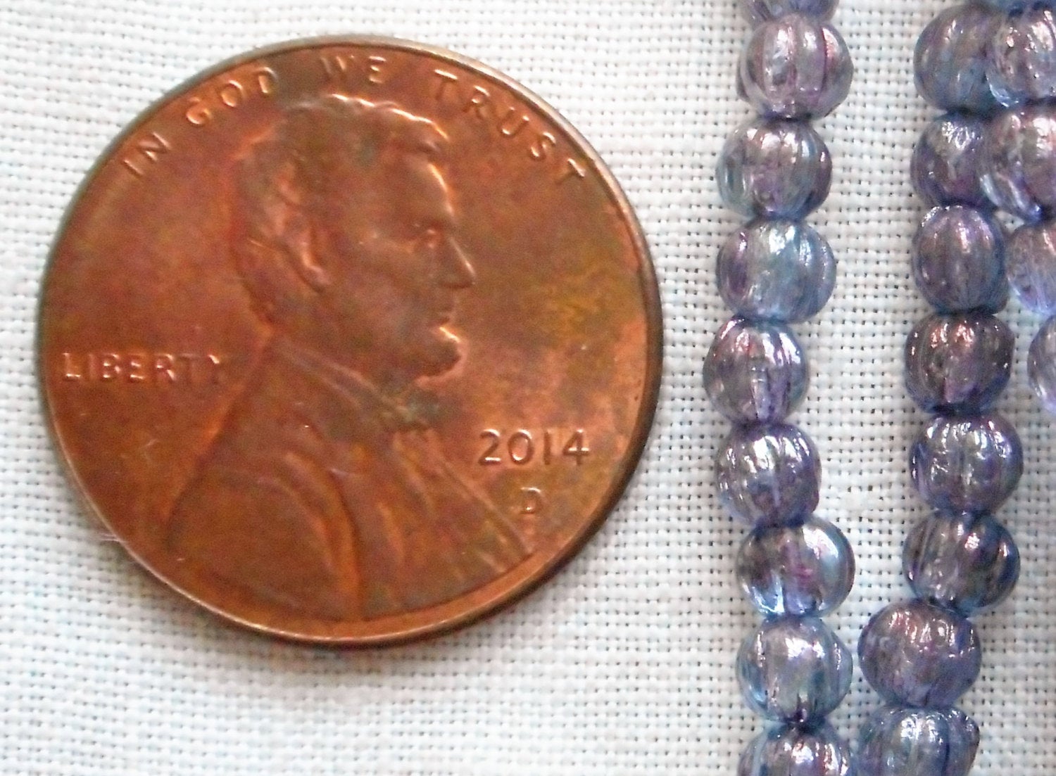 Lot of 100 3mm Transparent Amethyst Luster melon beads, pressed purple glass Czech beads, C32150