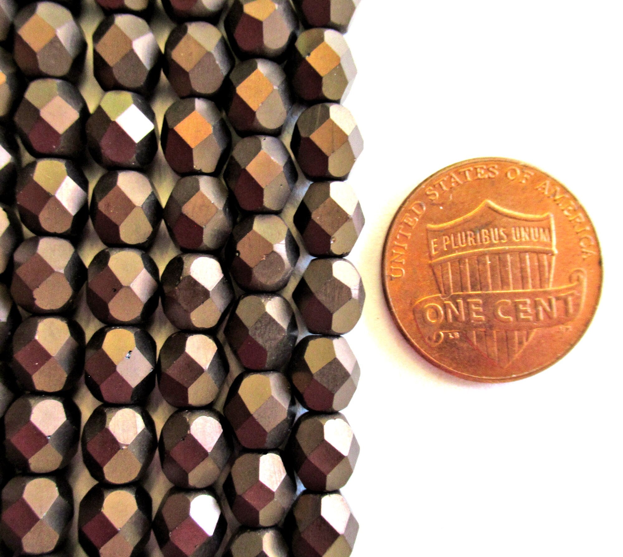 25 6mm Czech glass beads - dark bronze - matte metallic brown beads - fire polished faceted round beads C0017