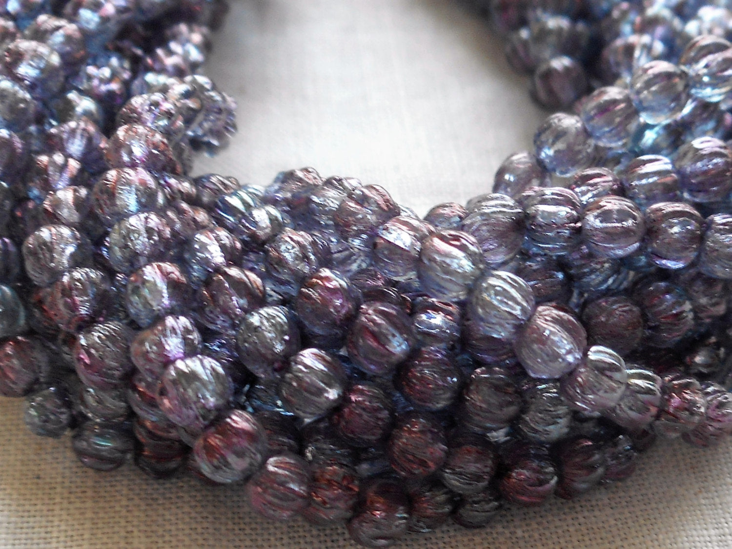 Lot of 100 3mm Transparent Amethyst Luster melon beads, pressed purple glass Czech beads, C32150