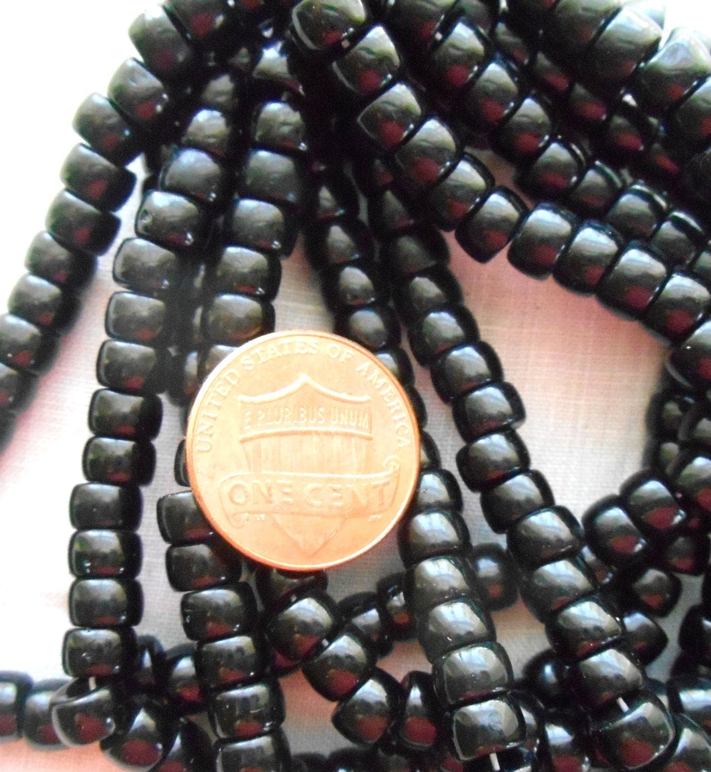 50 6mm Czech Opaque Jet Black glass pony roller beads, large hole crow beads, C9550