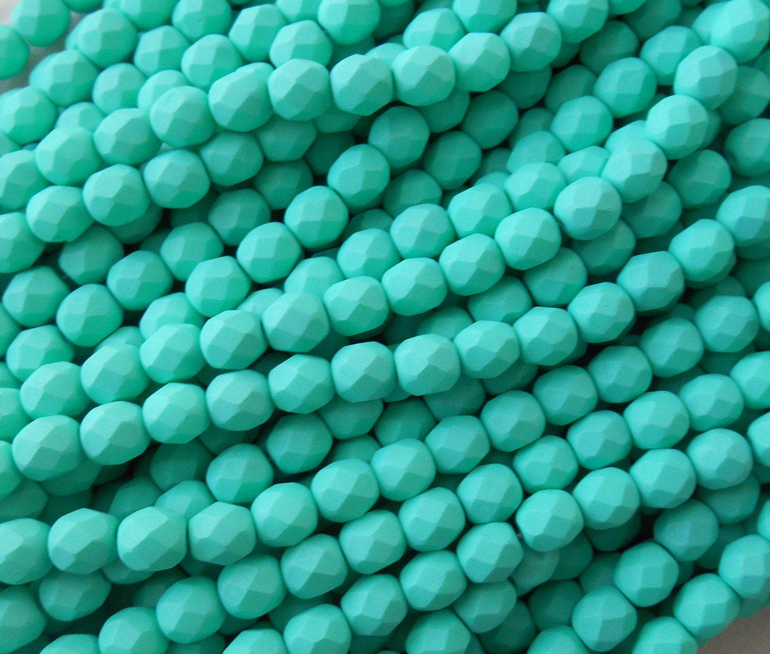 25 6mm Saturated Teal, Aqua, Turquoise Blue glass beads, fire polished, bright blue faceted round beads C2725