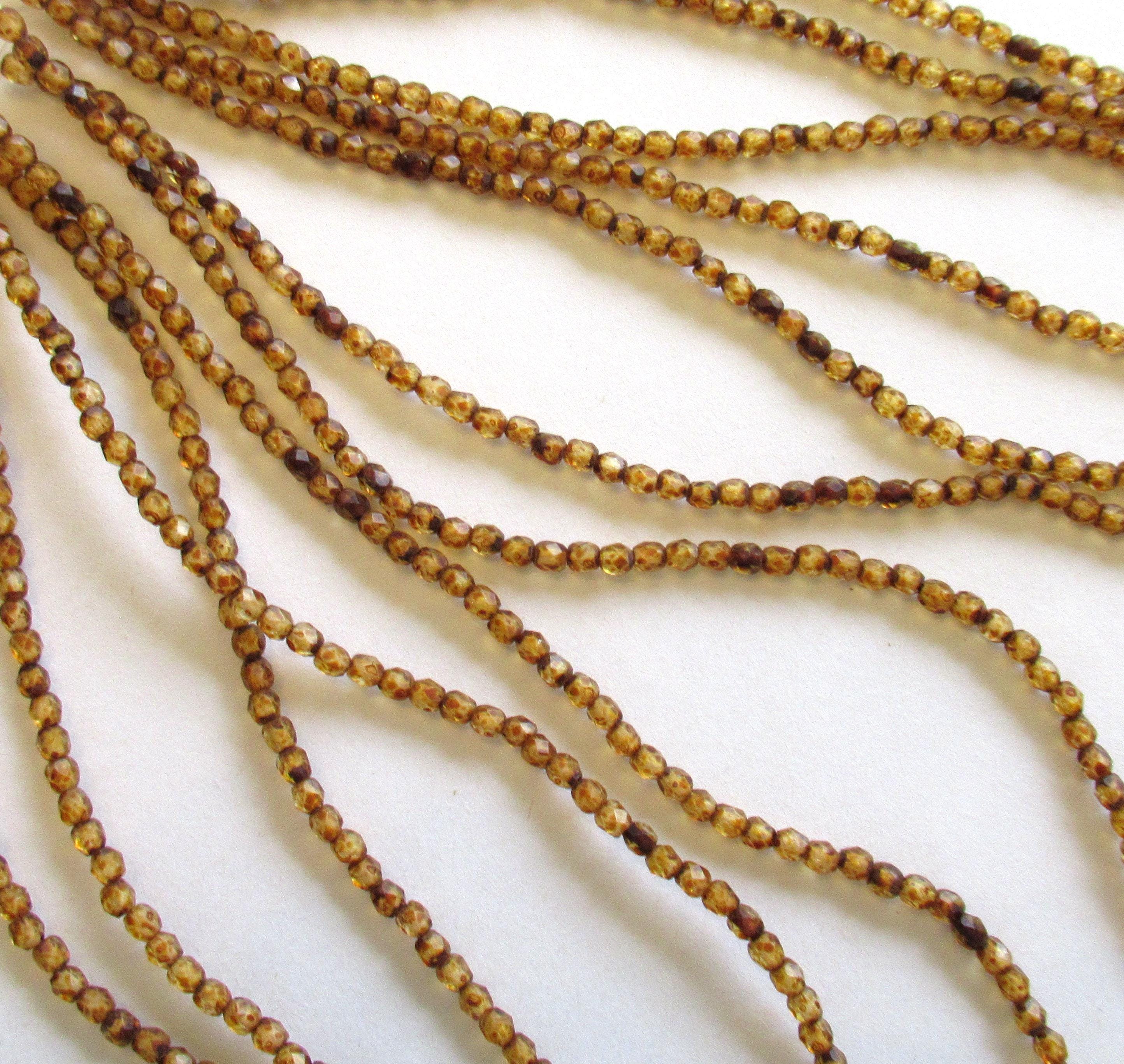 50 3mm Czech glass matte crystal picasso beads - fire polished faceted round beads - C0034