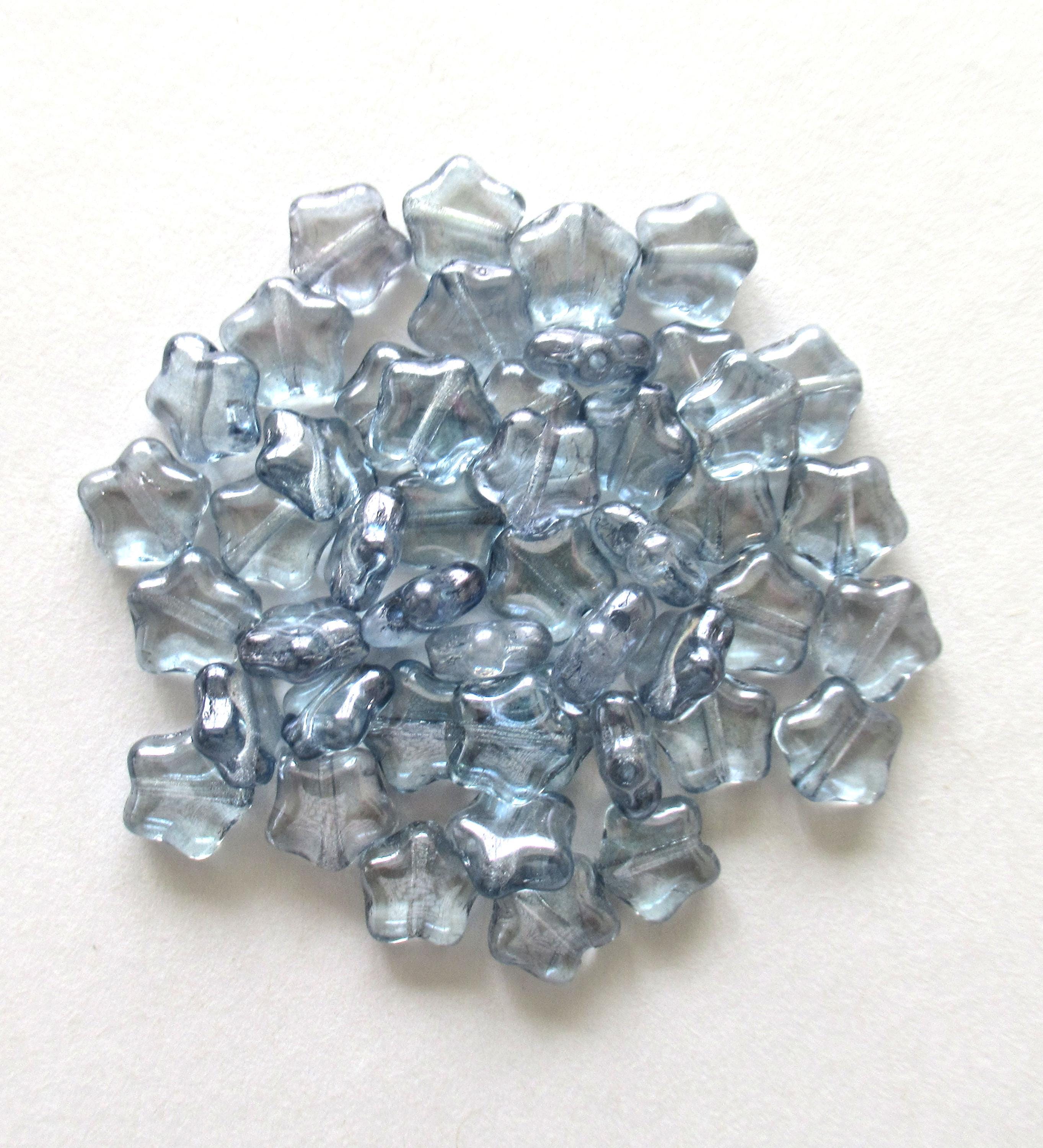 25 8mm Czech glass star beads - lumi blue - pressed glass beads - C0067