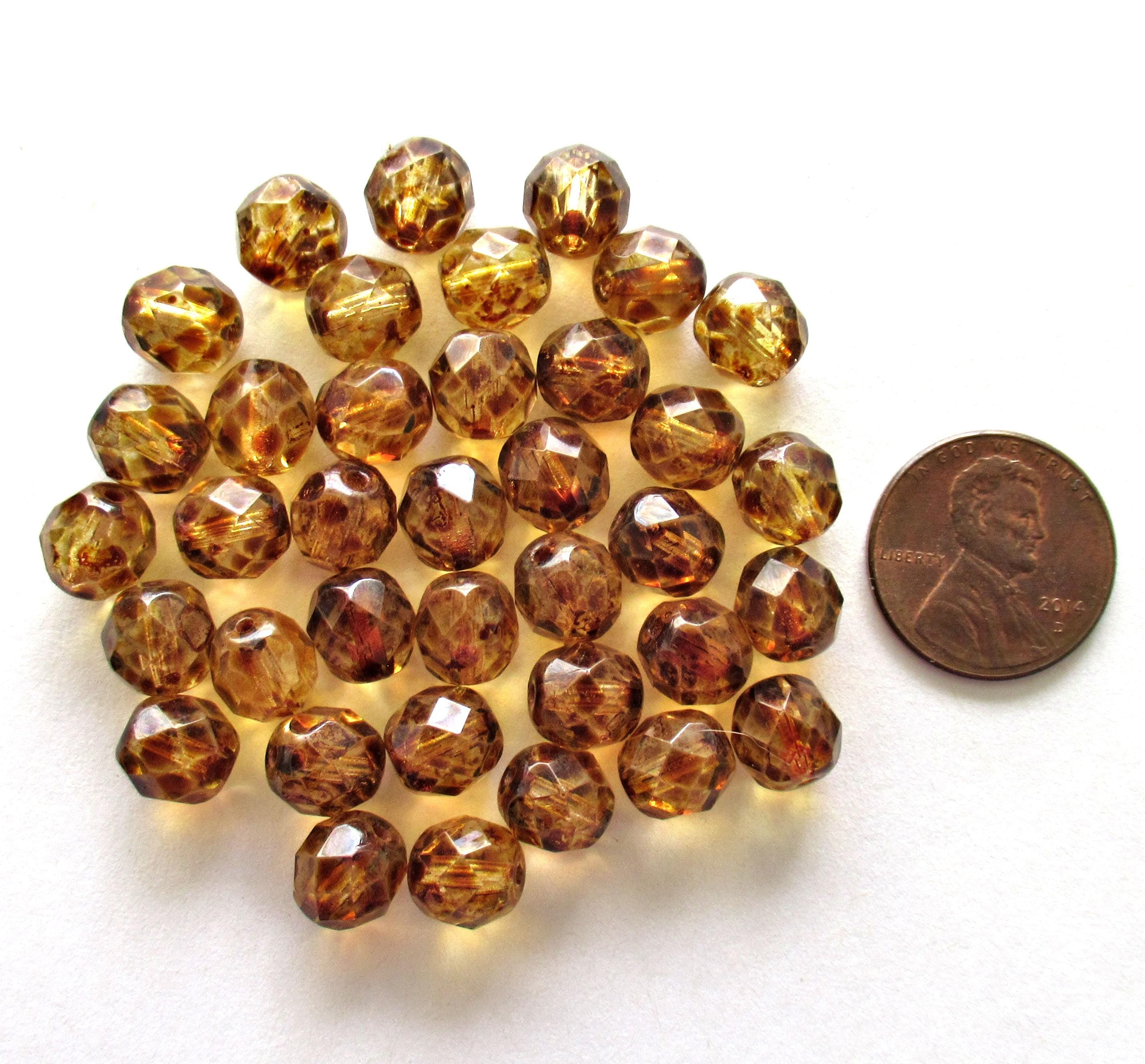 25 8mm Czech glass crystal clear picasso beads - fire polished faceted round beads - C00301