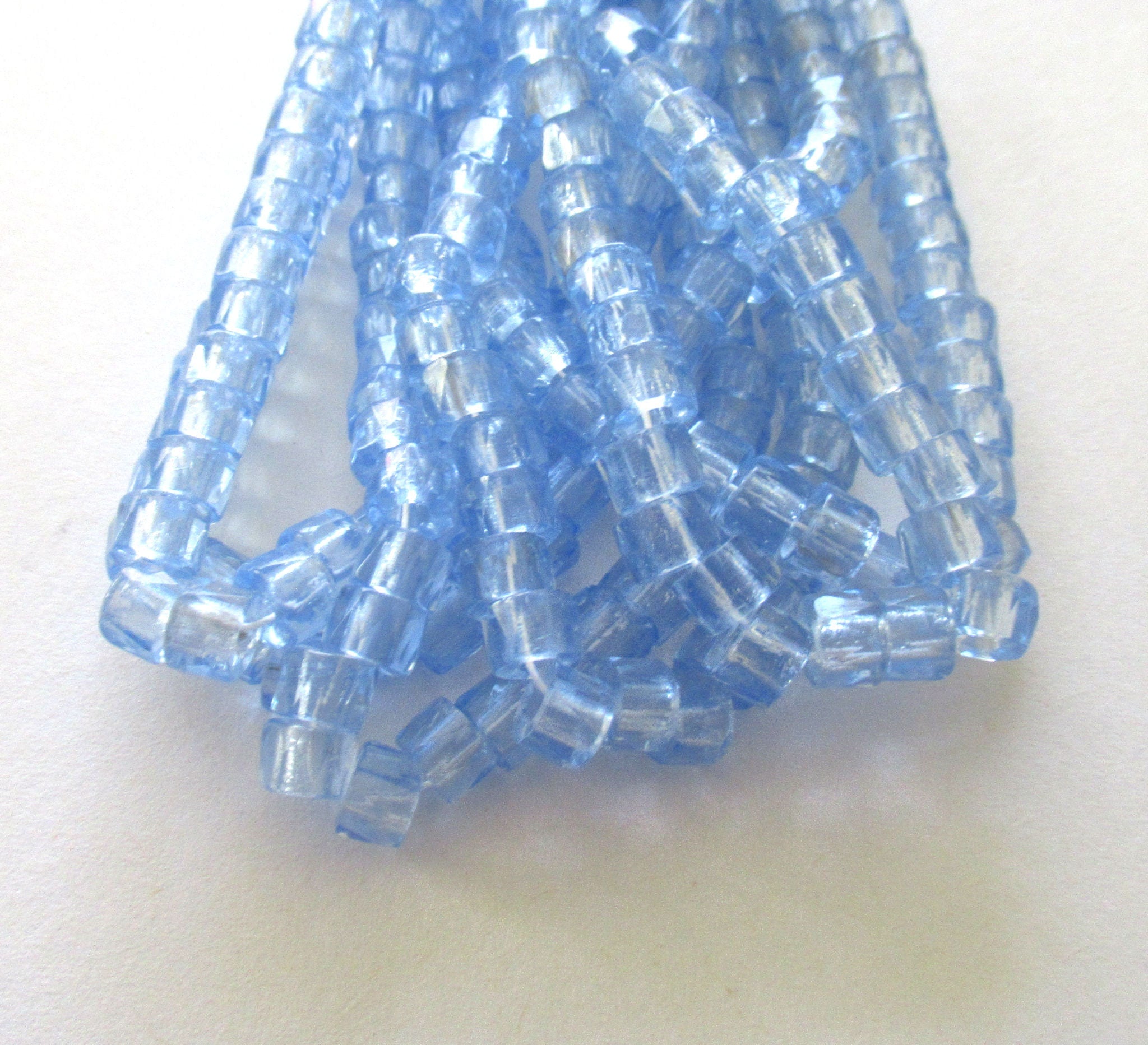 50 6mm Czech transparent light sapphire blue, faceted pony, roller beads, large hole fire polished crow beads, C00301