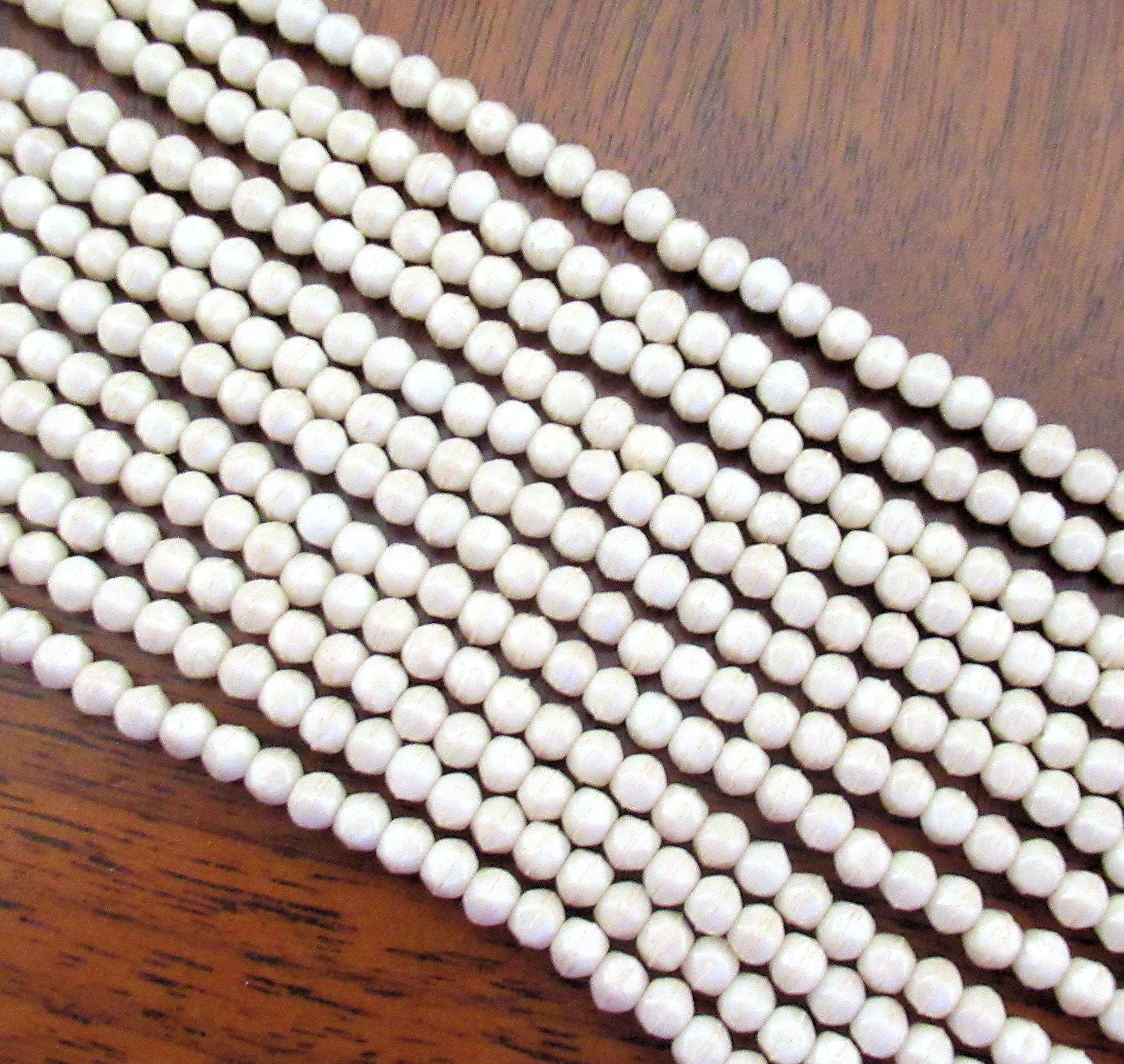 100 3mm English cut Czech glass beads - Opaque Champagne Luster - off white spacer beads - pressed glass beads - C0028