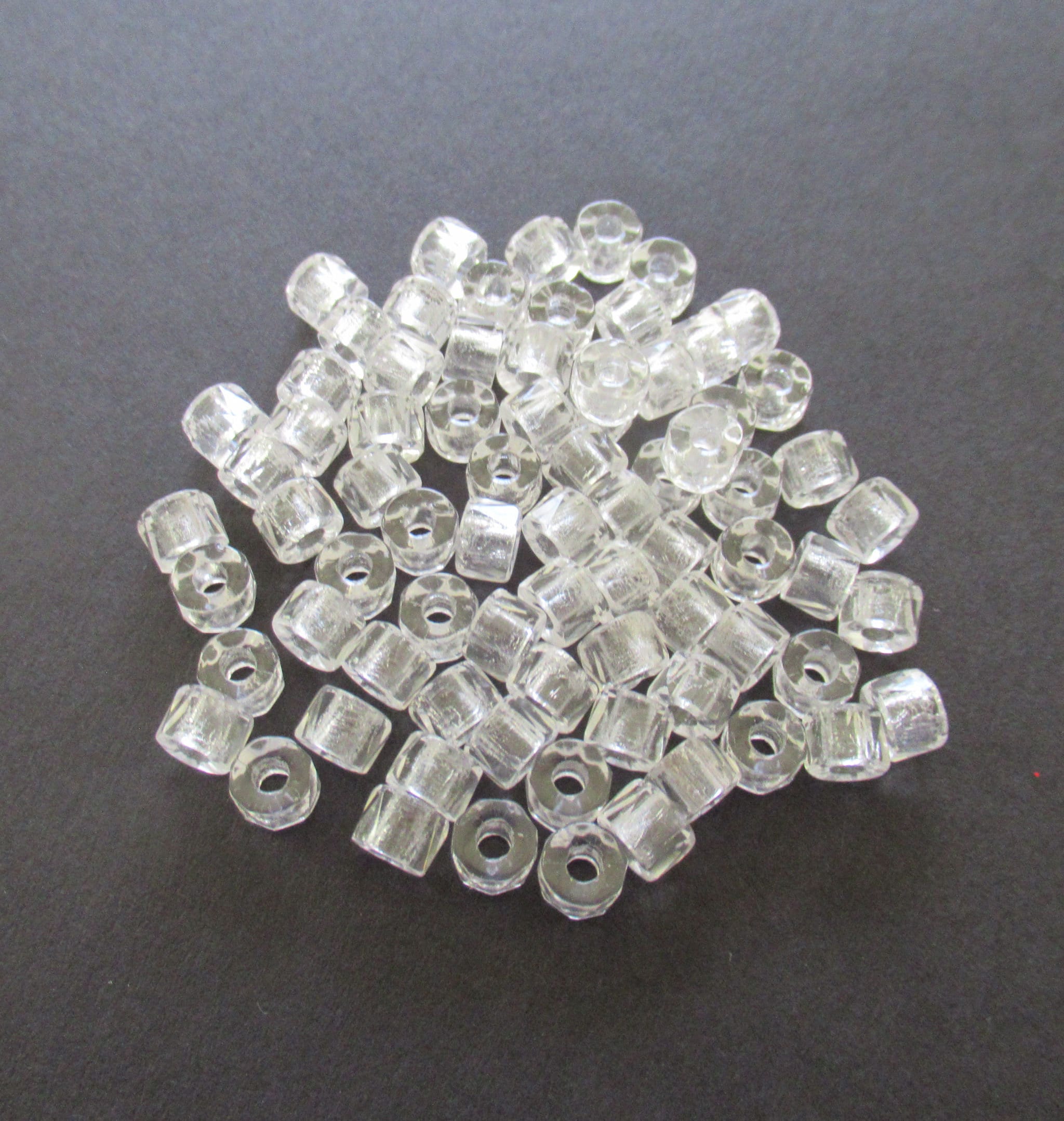 Lot of 50 6mm Czech glass faceted pony, roller or crow beads - crystal clear large hole, fire polished, faceted beads C00011
