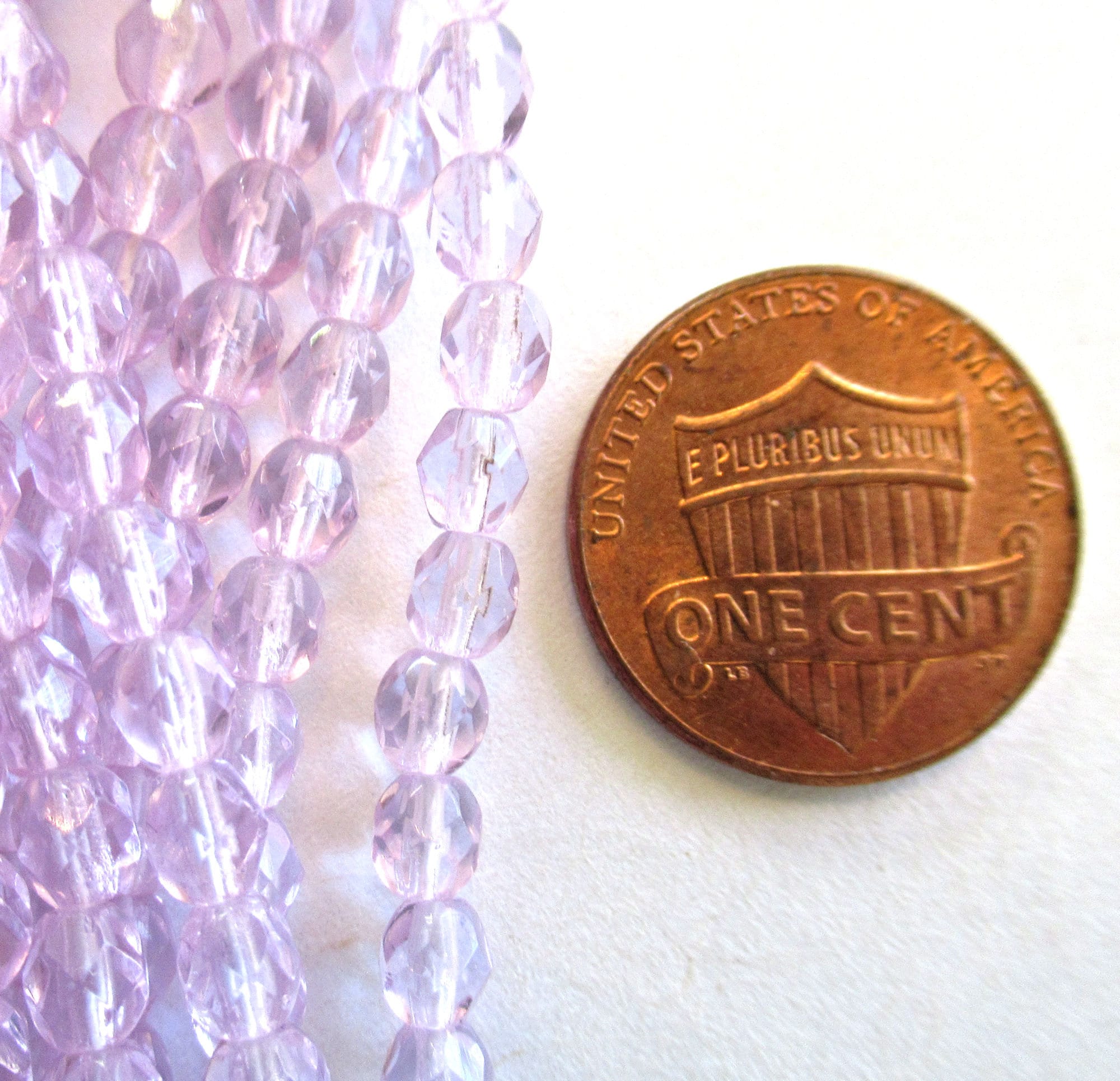 50 4mm Czech glass beads - Alexandrite Luster - lilac / lavender - fire polished faceted round beads C0055