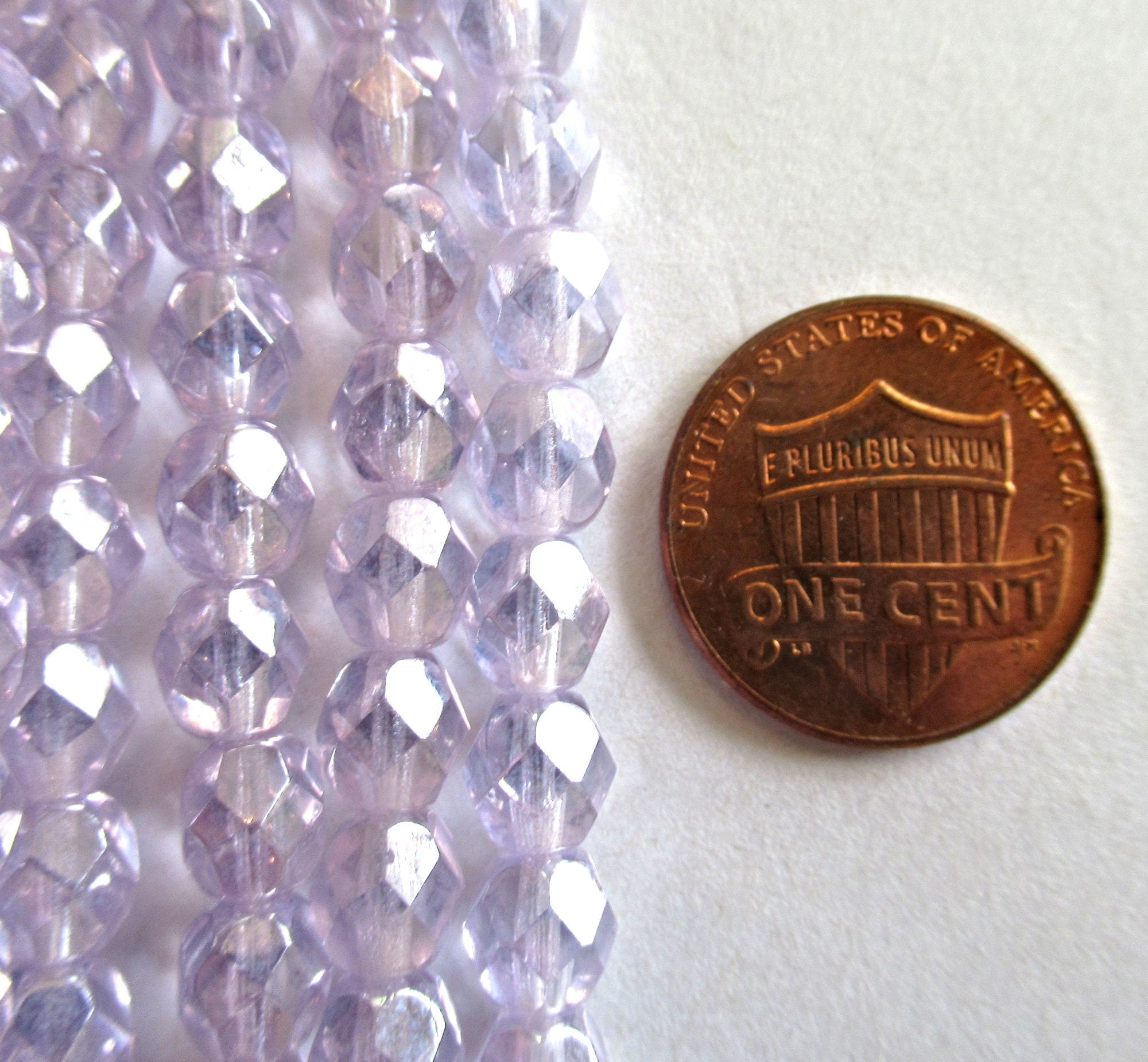 25 6mm Czech glass beads - Alexandrite Luster - lilac / lavender - fire polished faceted round beads C0097