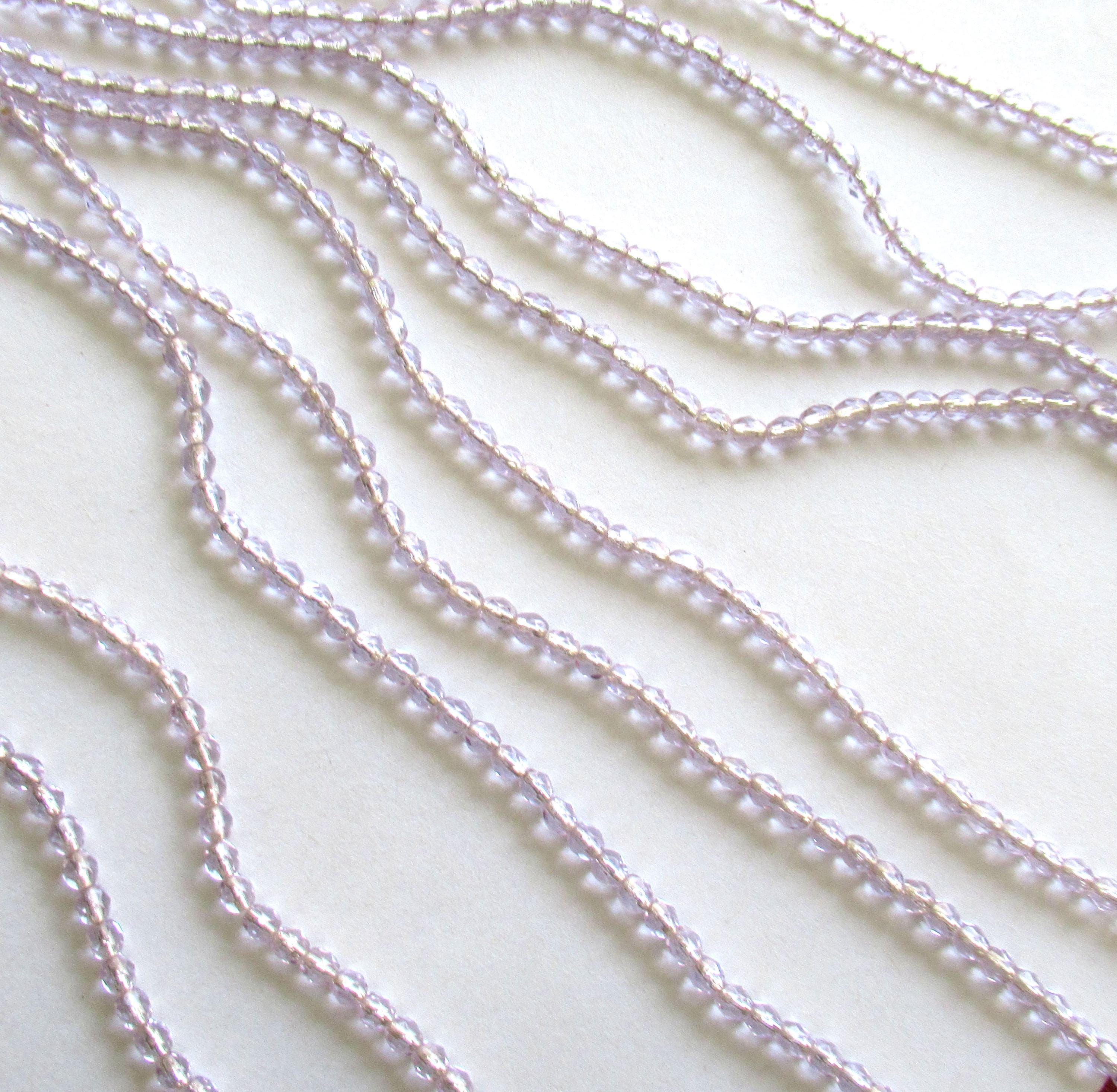 50 4mm Czech glass beads - Light Alexandrite silver lined beads - lilac / lavender - fire polished faceted round beads - C0066