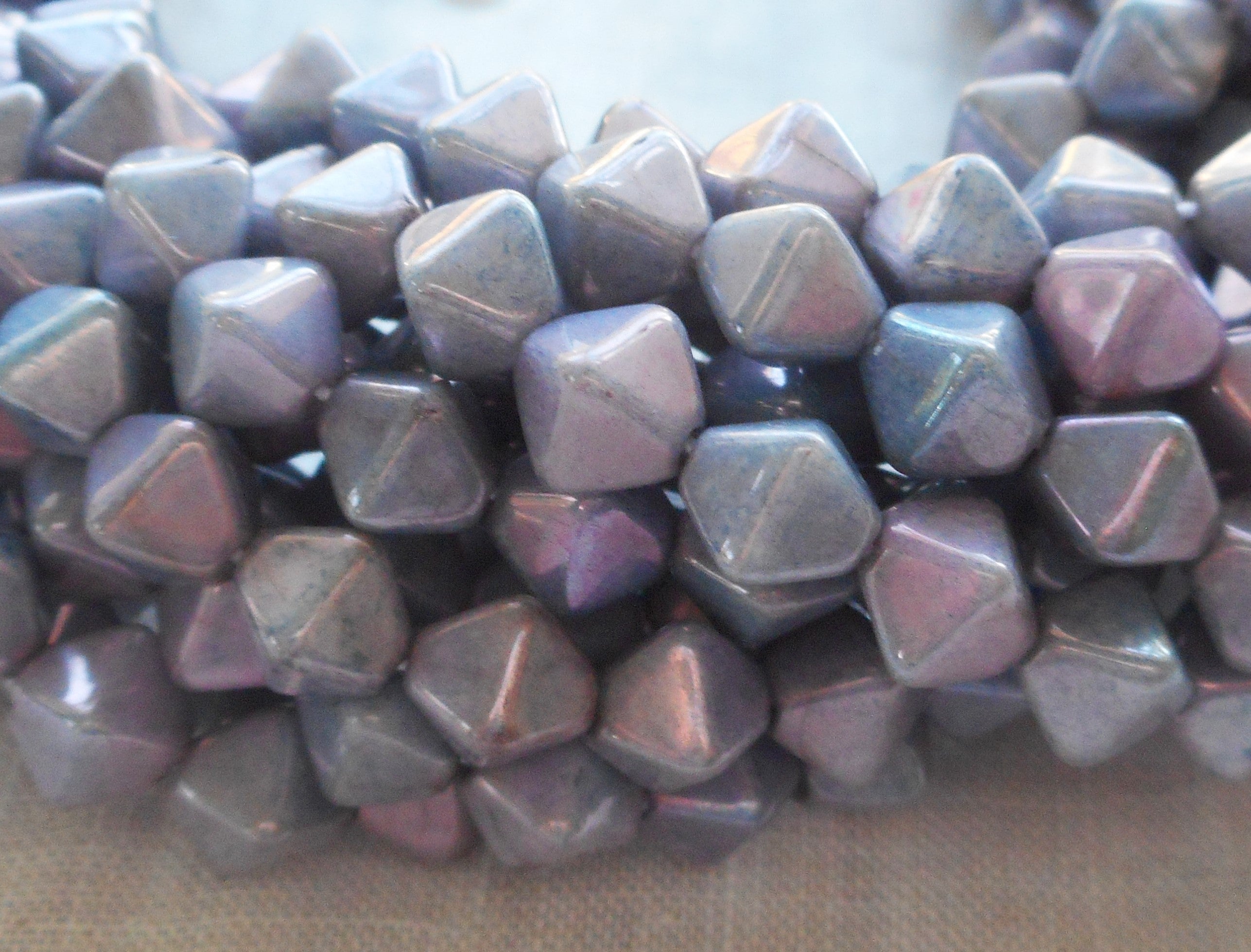 Fifty 6mm Luster Opaque Amethyst Lavender bicones, Purple pressed glass Czech bicone beads C8601
