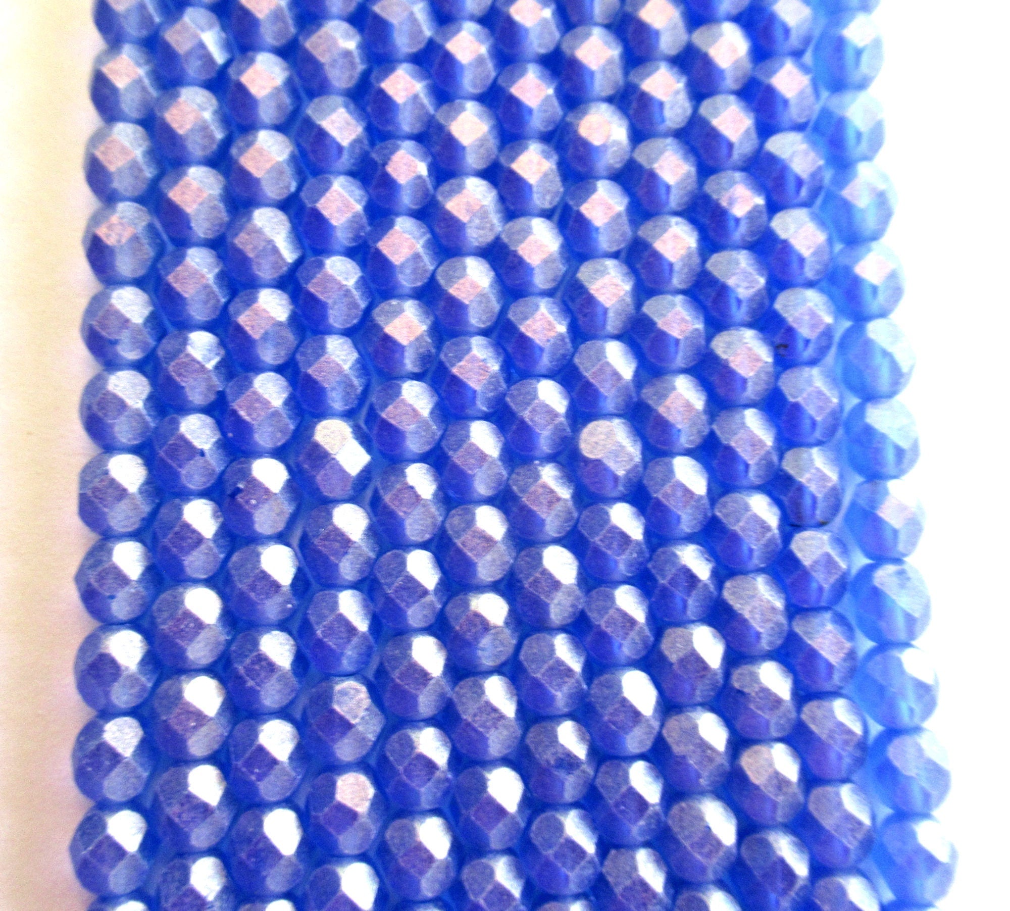 25 6mm Czech glass beads - Sueded Gold Sapphire Blue fire polished faceted beads with a golden finish C0015