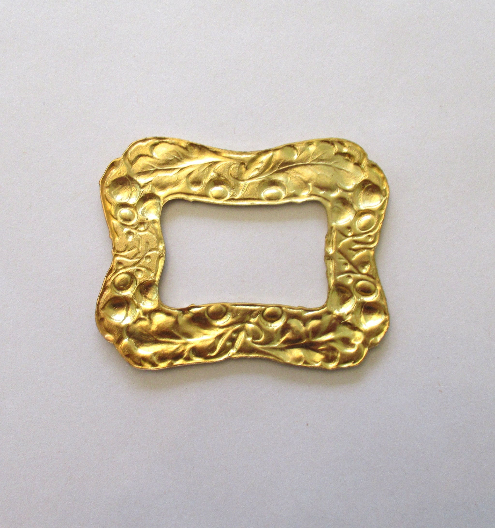 1 large rectangular brass stamping frame - Ornate Victorian pendant, - connector - ornament - component 3.125" x 2.5" made in the USA C00232