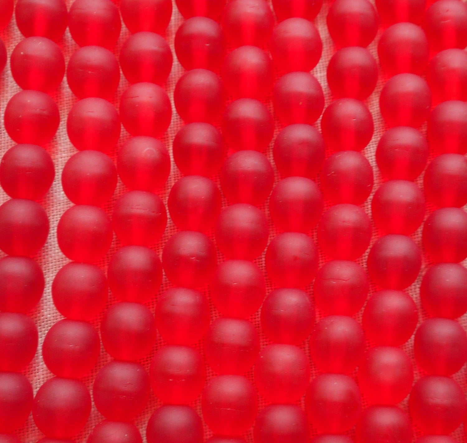 Lot of 50 6mm Czech glass druks, Matte Siam Ruby Red smooth round druk beads C4550