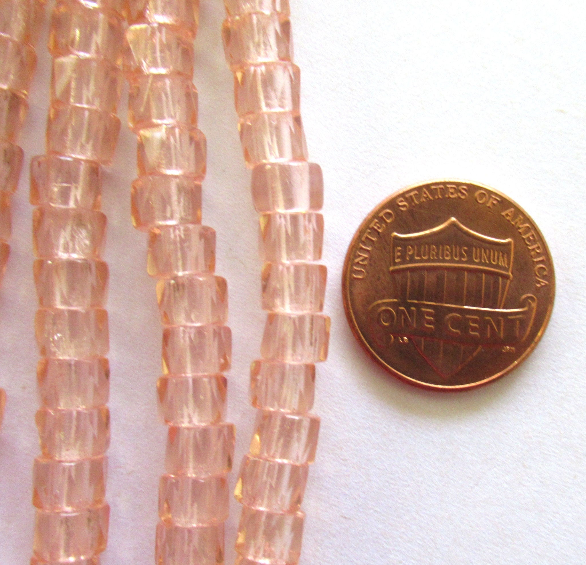 Lot of 50 6mm Czech glass faceted pony, roller or crow beads - pink large hole, fire polished, faceted beads C00111