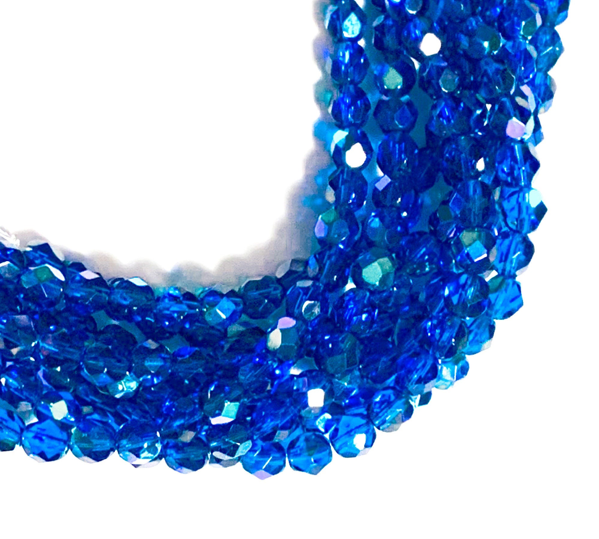 25 faceted round Czech glass beads - 6mm fire polished Capri blue AB beads - C0054