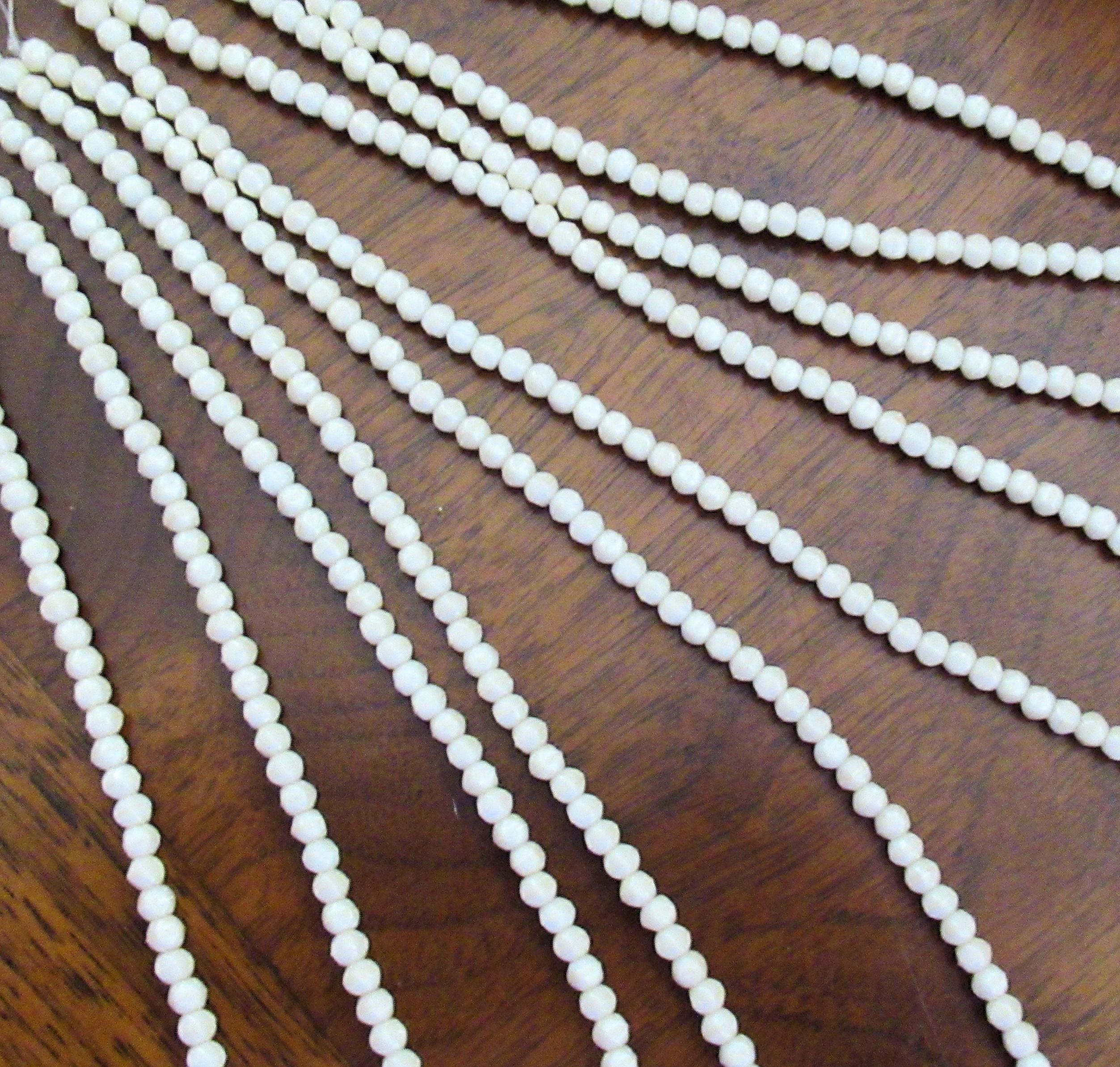 100 3mm English cut Czech glass beads - Opaque Champagne Luster - off white spacer beads - pressed glass beads - C0028