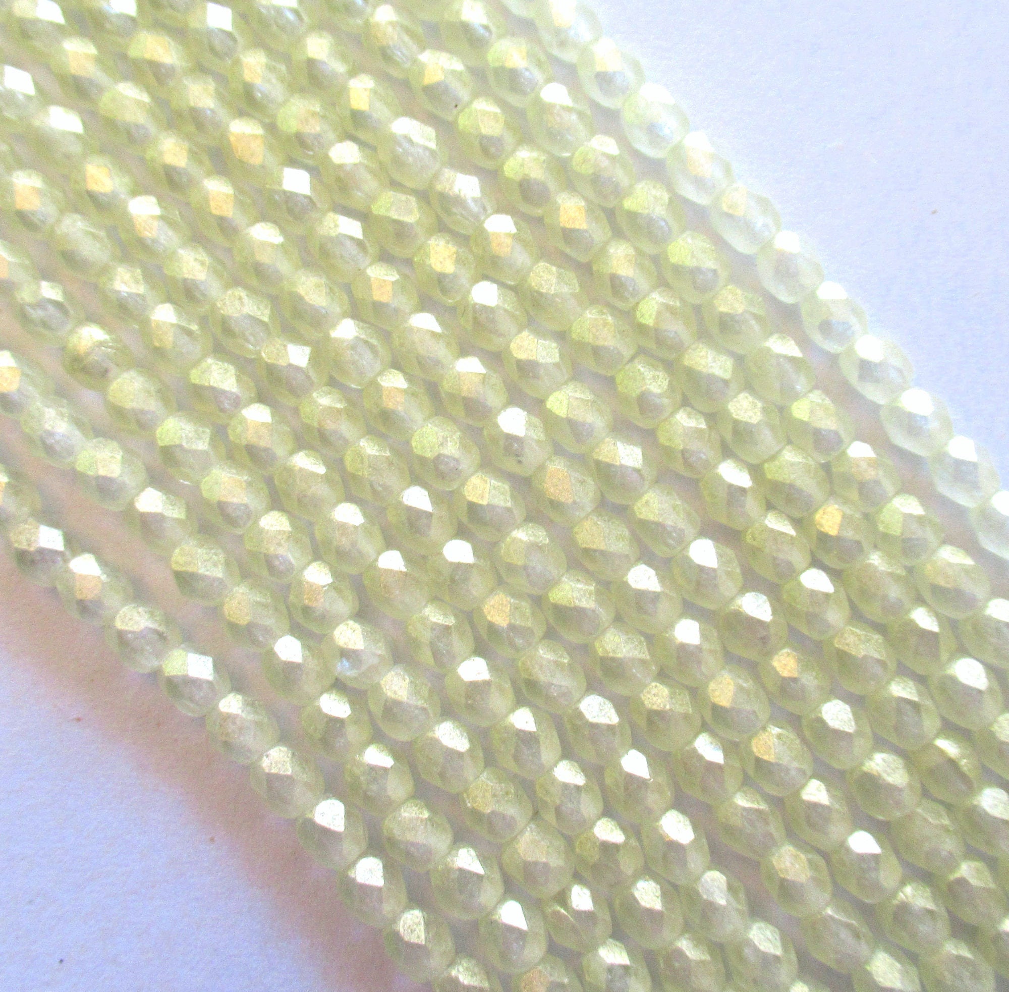 Fifty 4mm Czech glass beads - Sueded Gold Jonquil Yellow - fire polished faceted round glass beads C0044