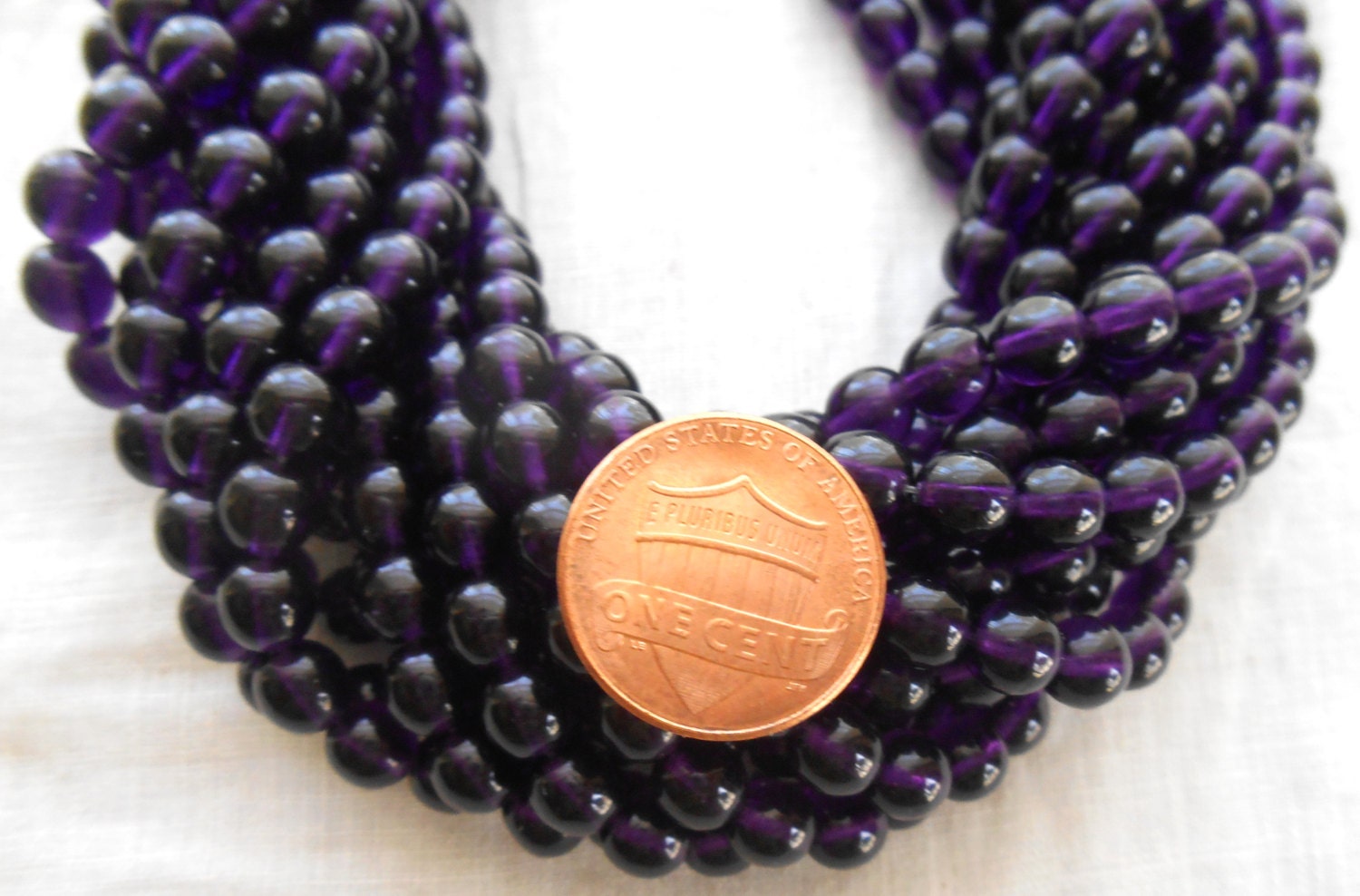 50 6mm Tanzanite Czech beads, Purple, Amethyst, pressed glass round druk beads, C9550