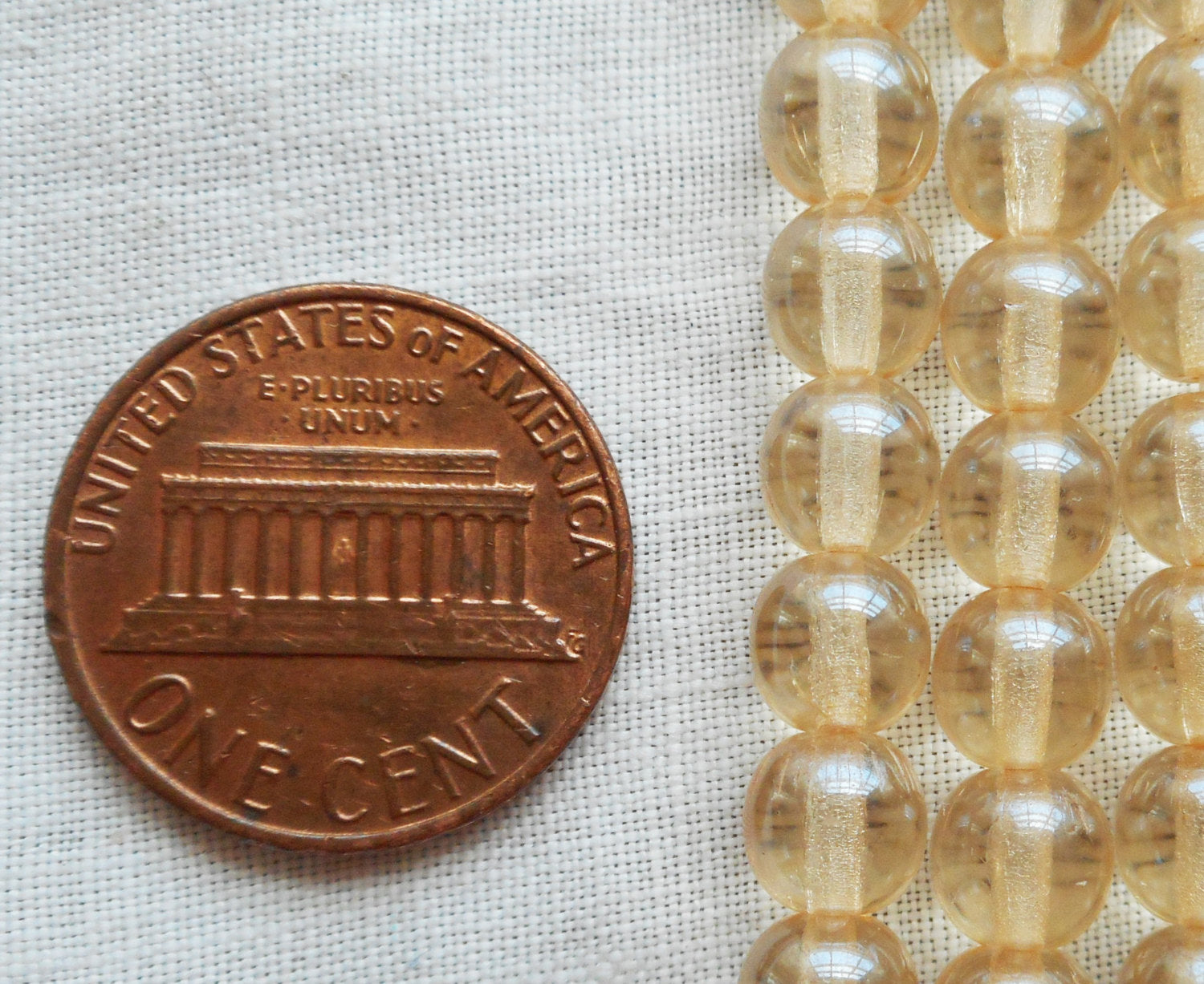 50 6mm Czech glass druks, Transparent Champagne Luster, smooth round druk beads C3850