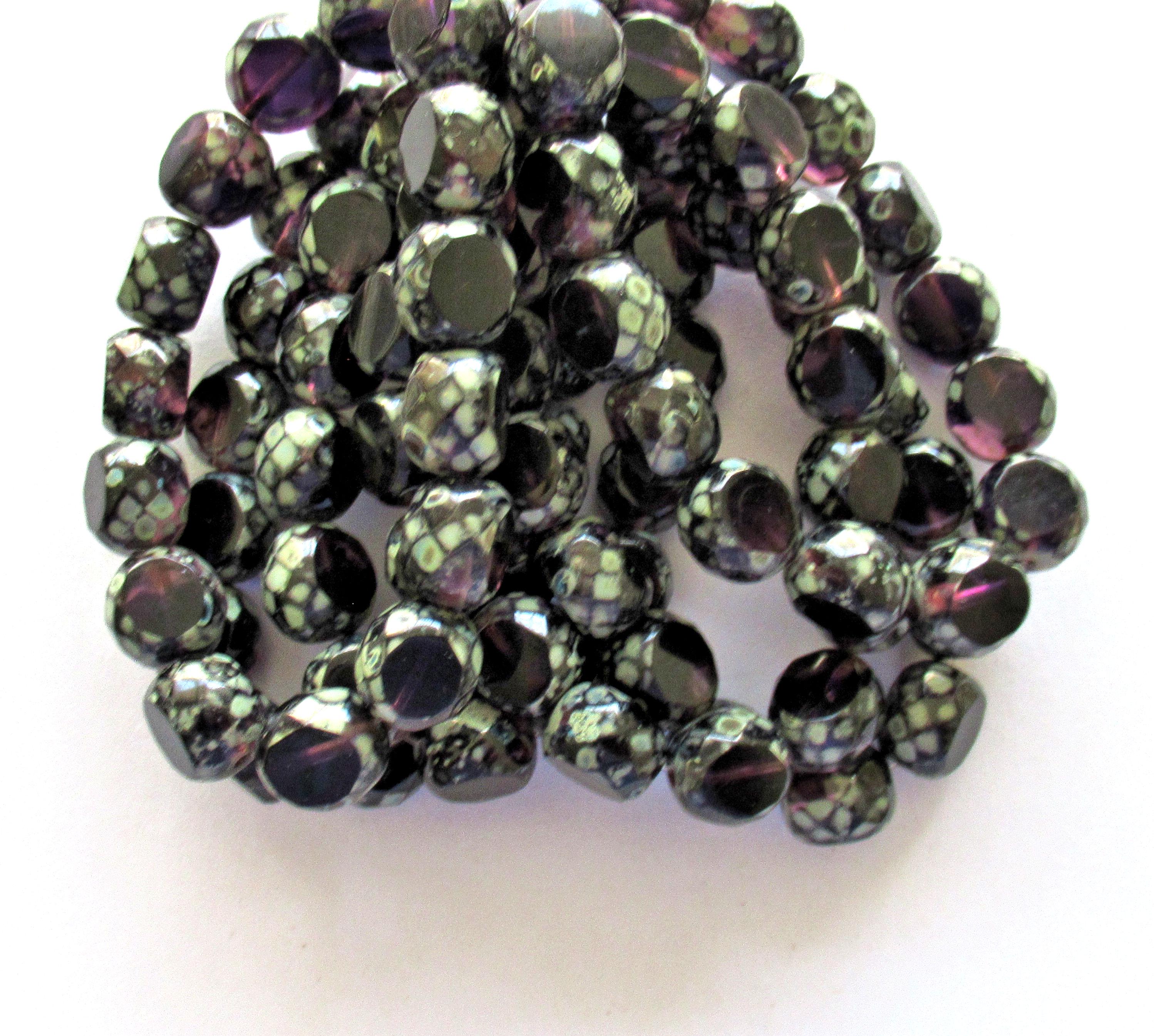 Five 12mm large Czech glass beads - purple / amethyst window beads - table cut chunky statement beads - dual faceted fire polished beads - 600531