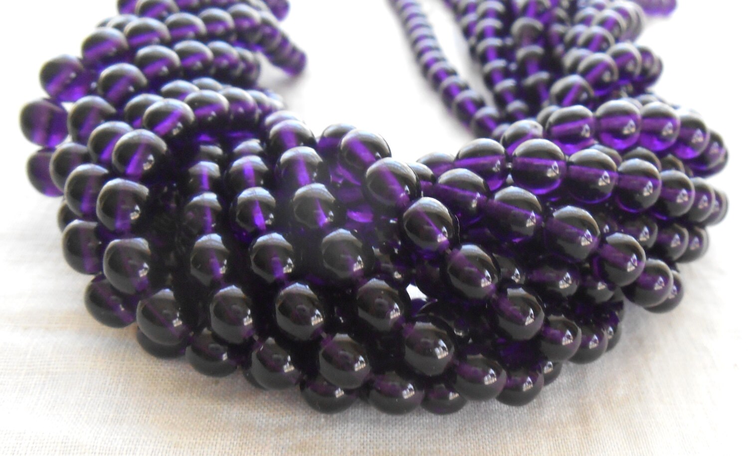50 6mm Tanzanite Czech beads, Purple, Amethyst, pressed glass round druk beads, C9550