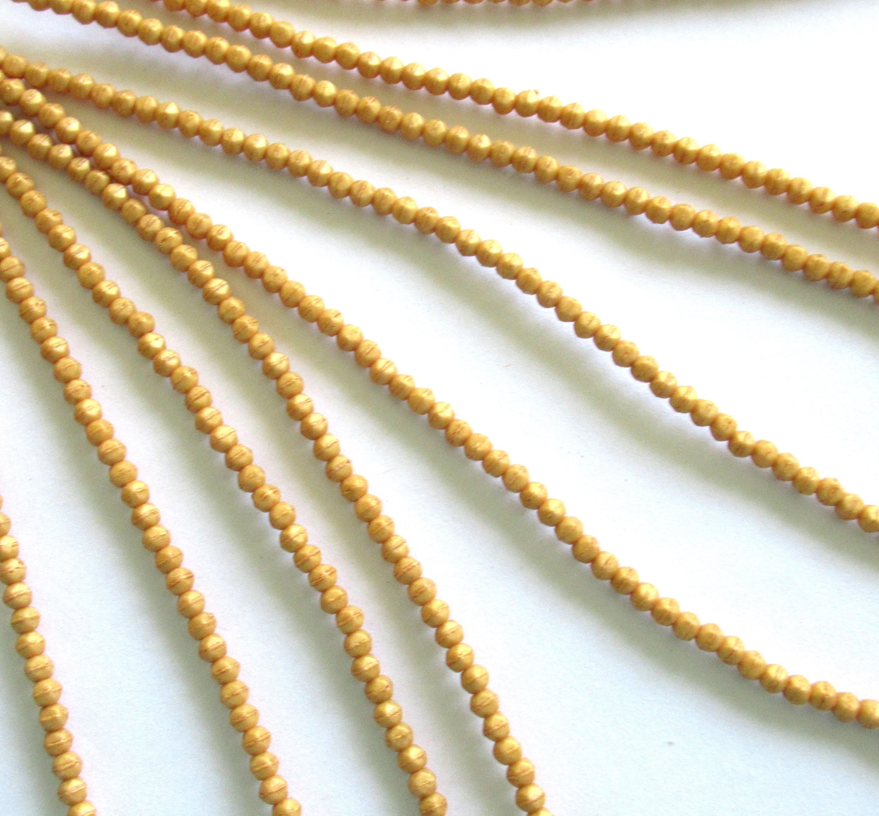 100 3mm English cut Czech glass beads - Pacifica Ginger - opaque light brown spacer beads - pressed glass beads - C0077