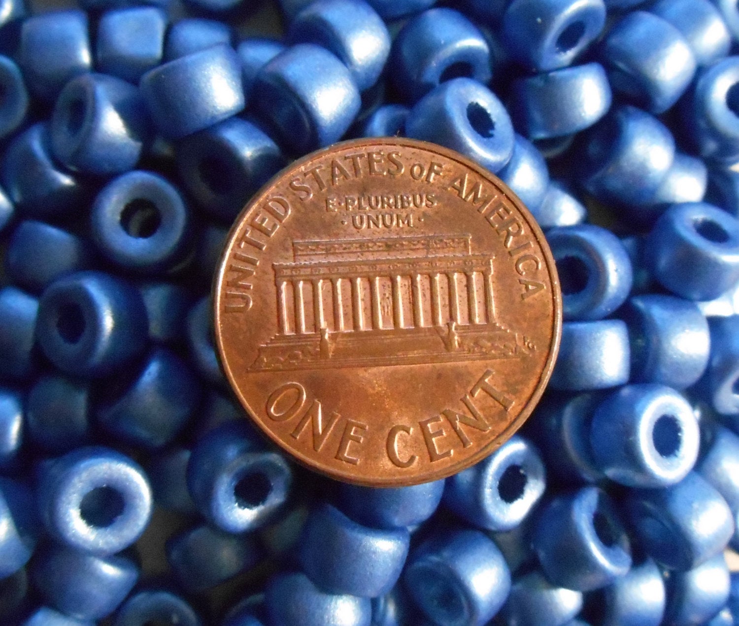 50 6mm Czech Matte Metallic Periwinkle Blue pony roller beads, large hole glass crow beads, C6450