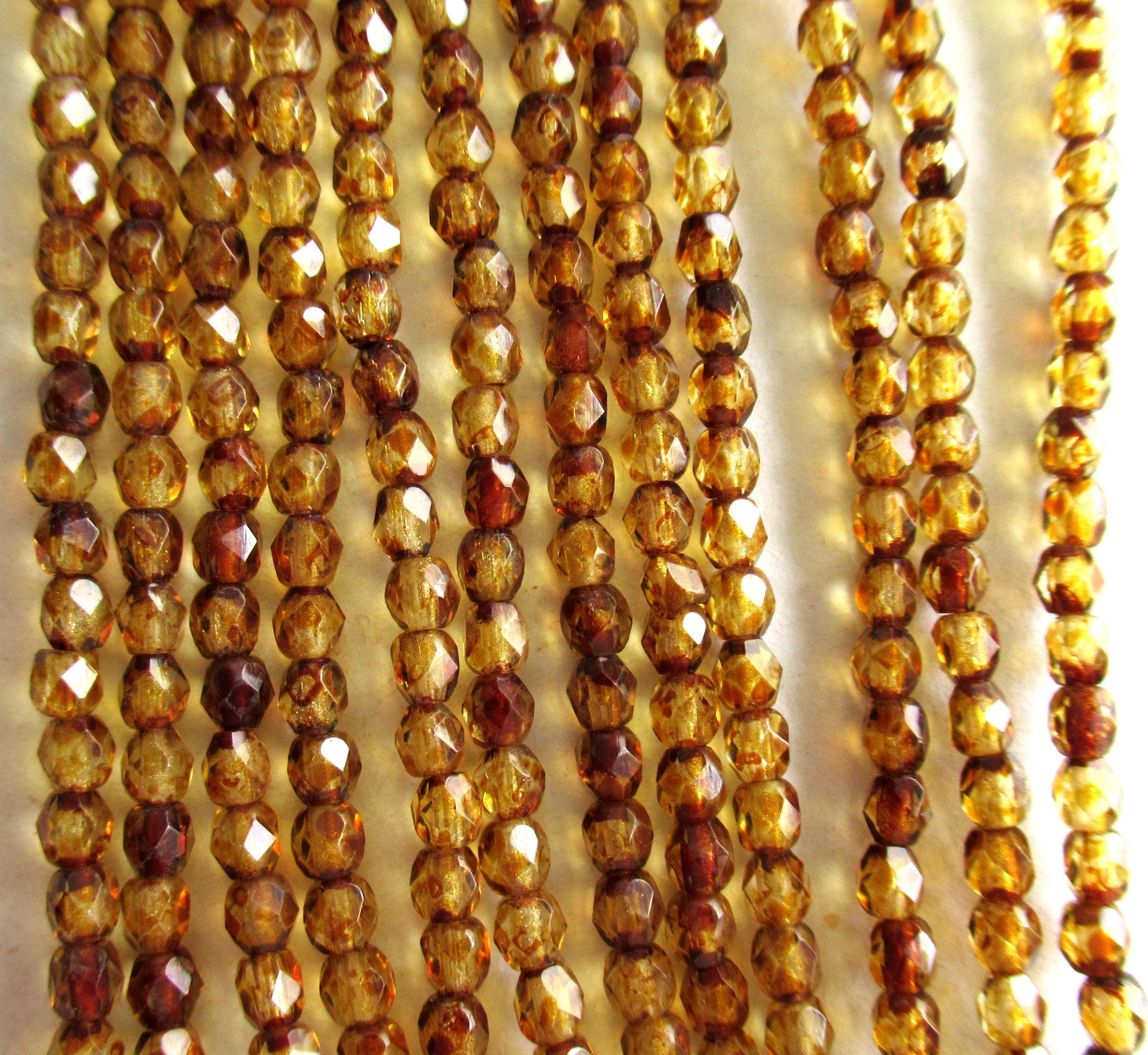 50 3mm Czech glass crystal picasso beads - fire polished faceted round beads - C0034