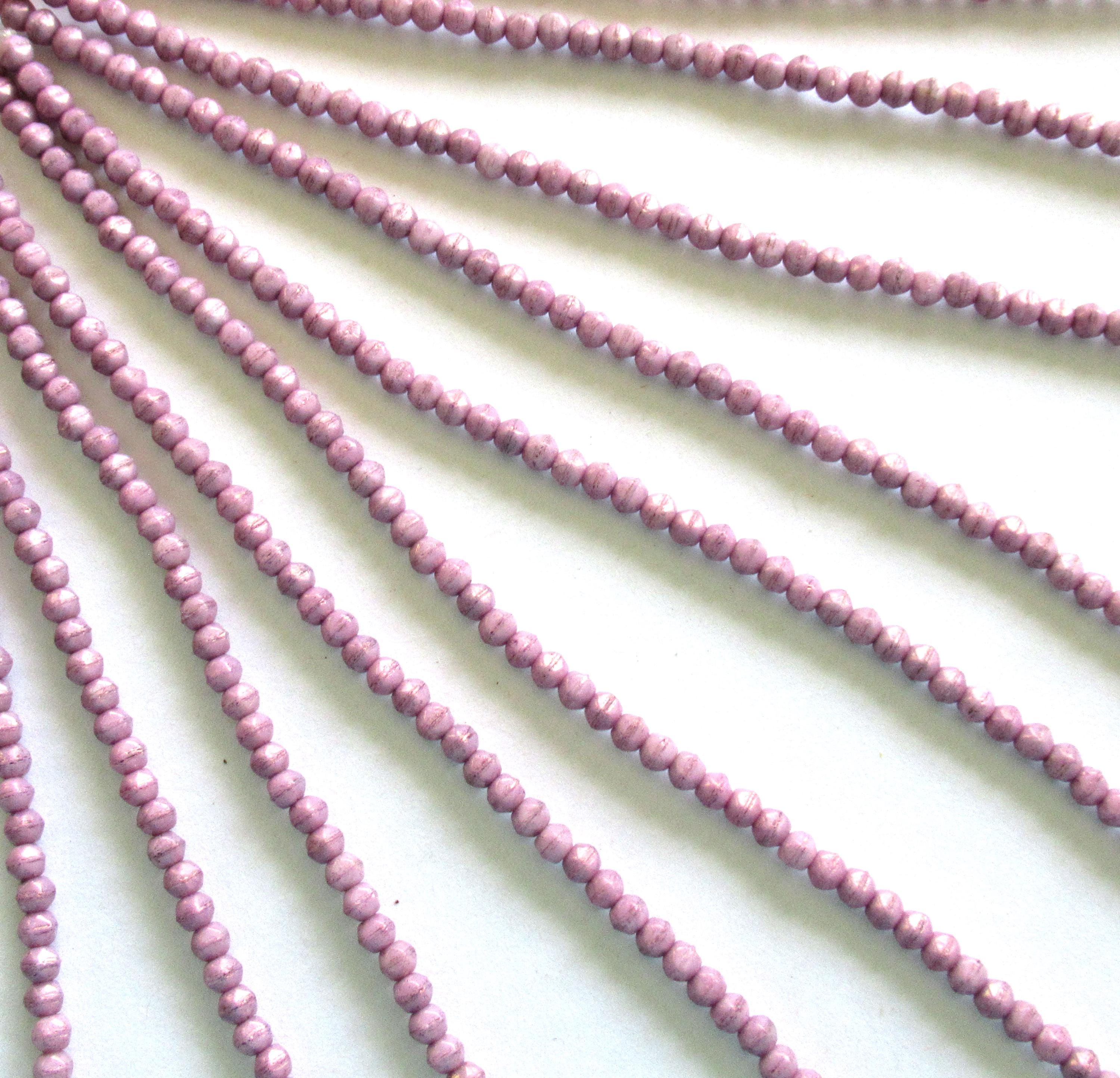 100 3mm Czech glass English cut beads - Opaque Lilac Luster - lavender or purple spacer beads - pressed glass beads - C0068