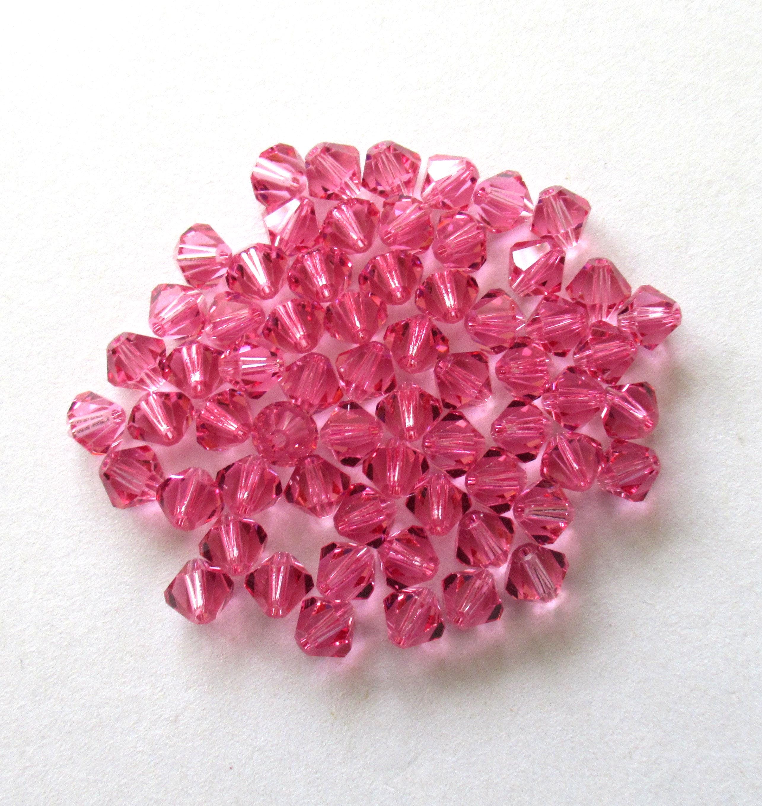 24 6mm Czech Preciosa Crystal bicone beads - rose pink - faceted glass bicones - C00741