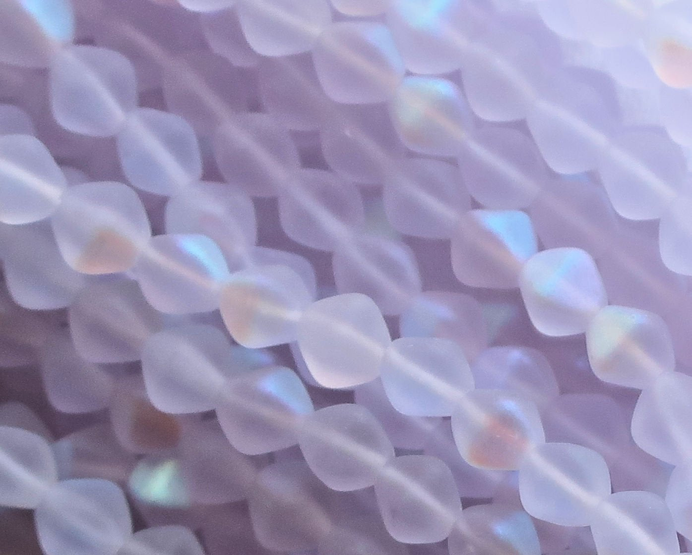 Fifty 6mm matte alexandrite AB bicones, iridescent light purple / blue AB pressed Czech glass bicone beads C6701