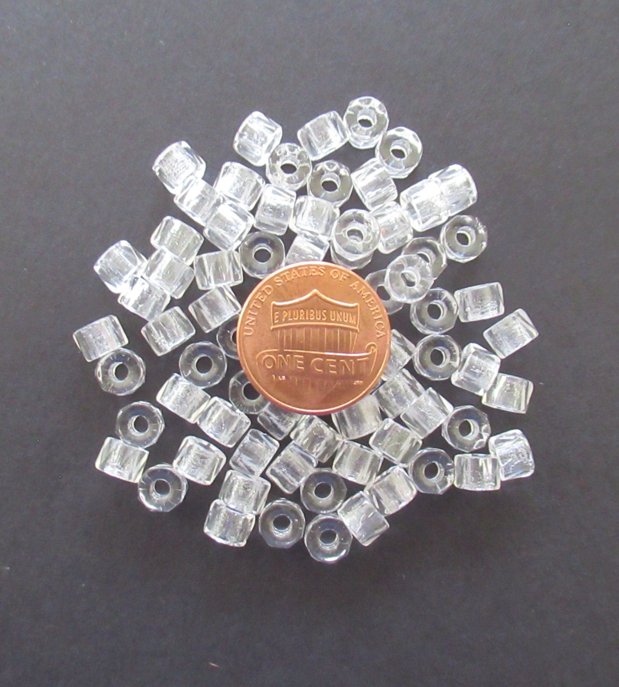 Lot of 50 6mm Czech glass faceted pony, roller or crow beads - crystal clear large hole, fire polished, faceted beads C00011