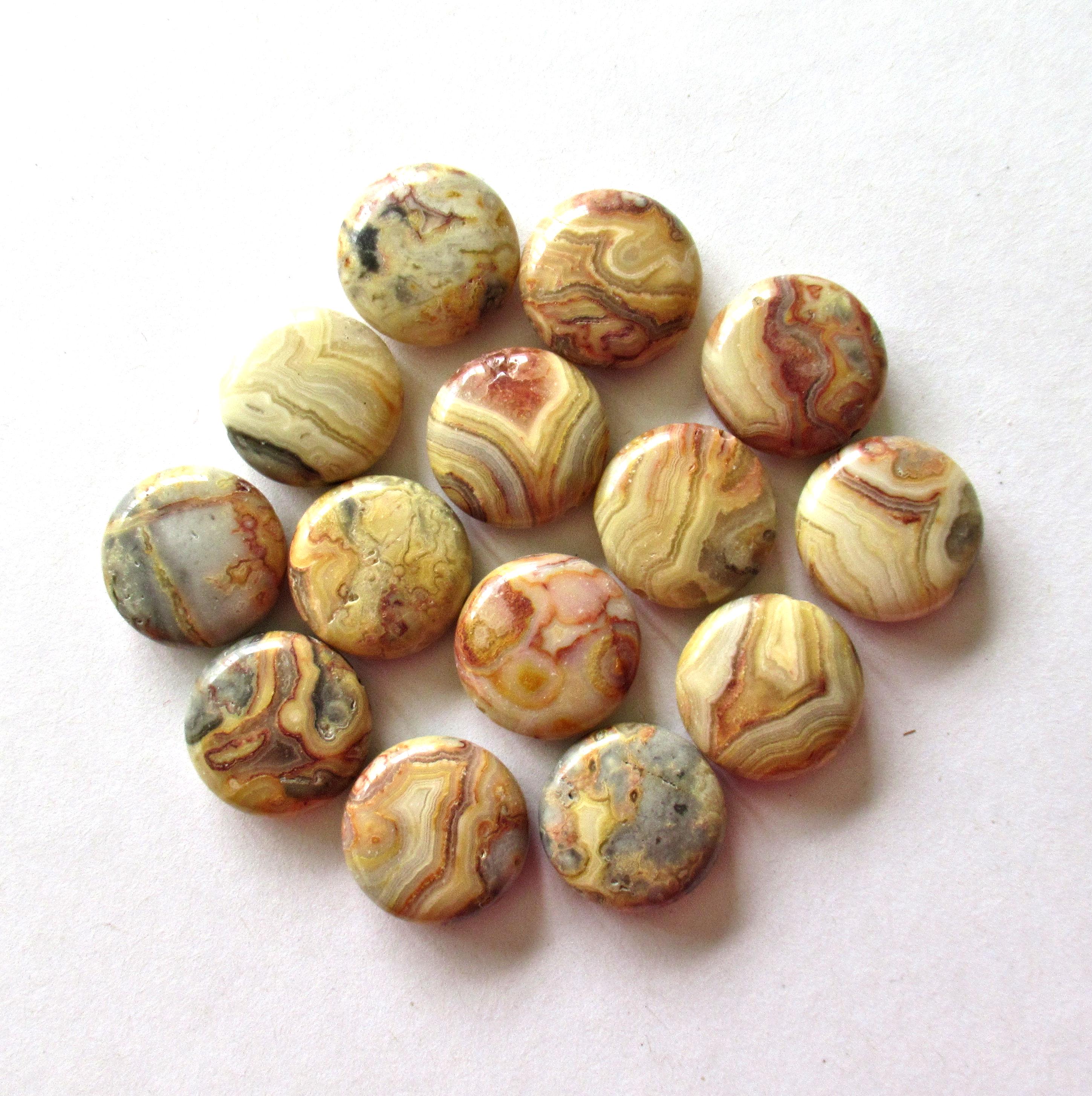 Yellow crazy lace agate coin beads - 18mm - semiprecious stone beads - 10 beads - 00032