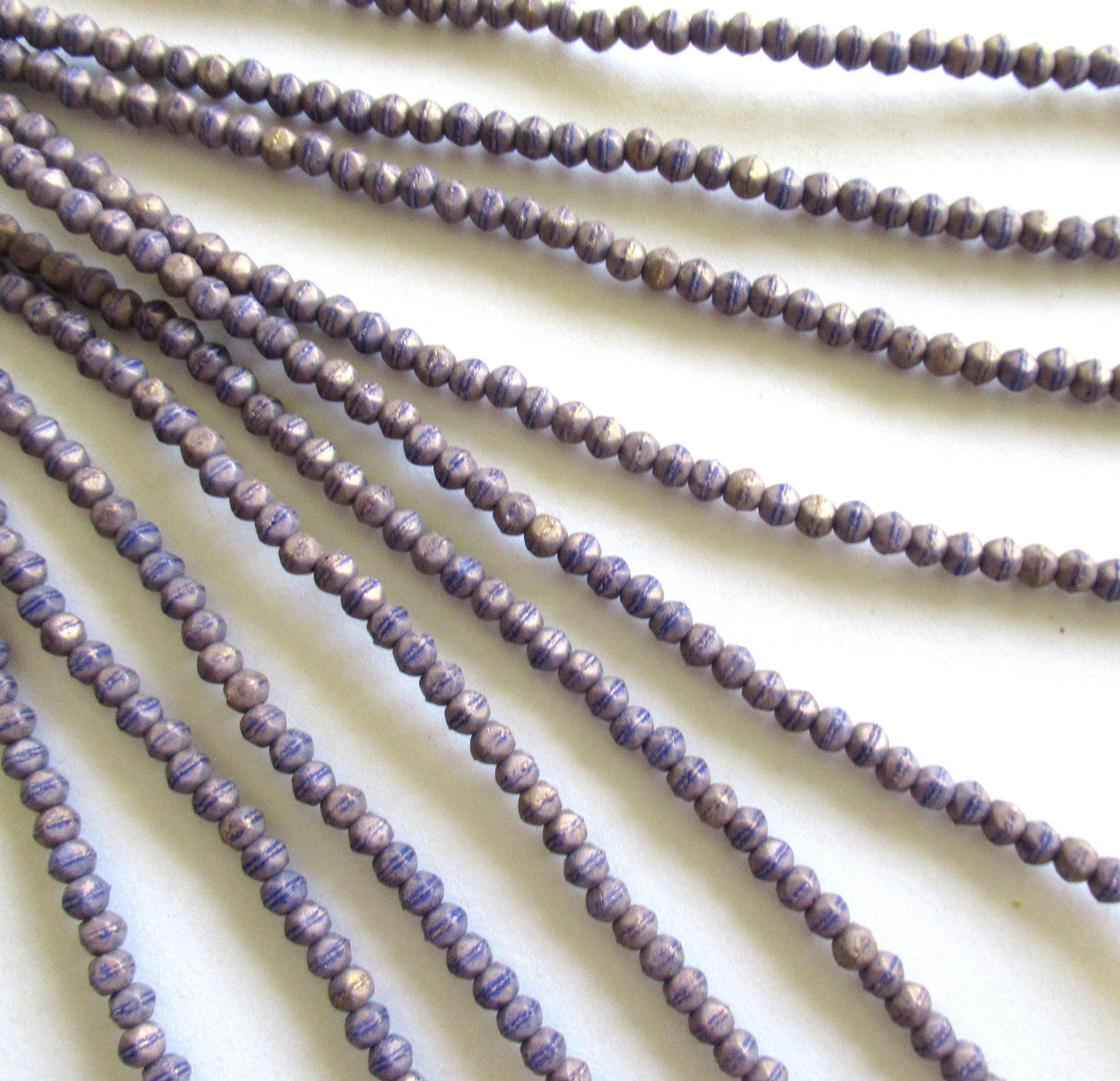 100 3mm Czech glass English cut beads - pacifica elderberry purple spacer beads - pressed glass beads - C0067