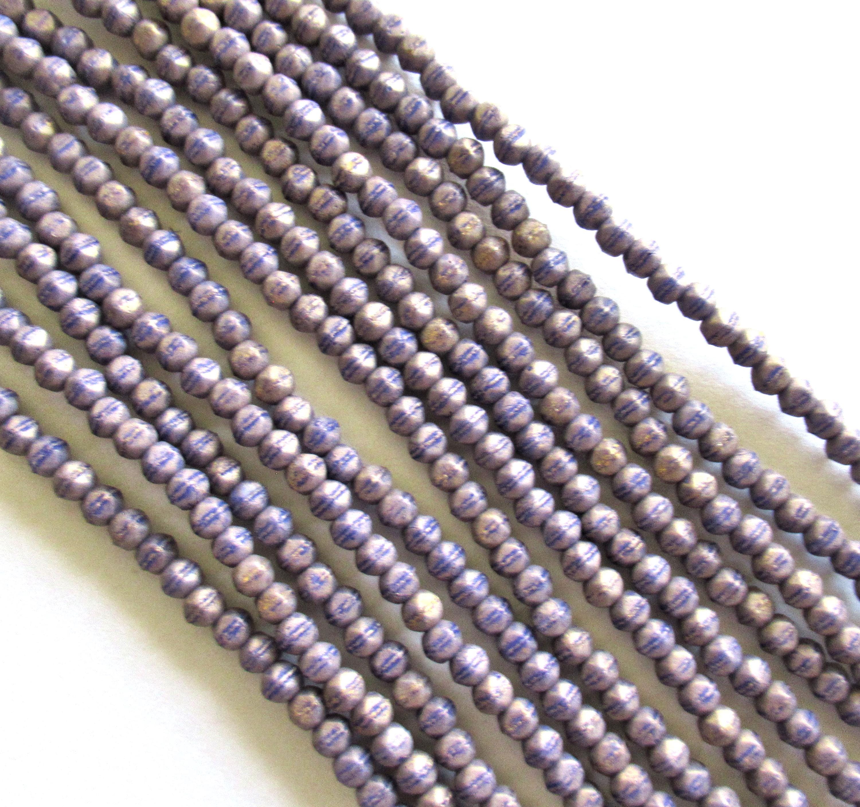 100 3mm Czech glass English cut beads - pacifica elderberry purple spacer beads - pressed glass beads - C0067