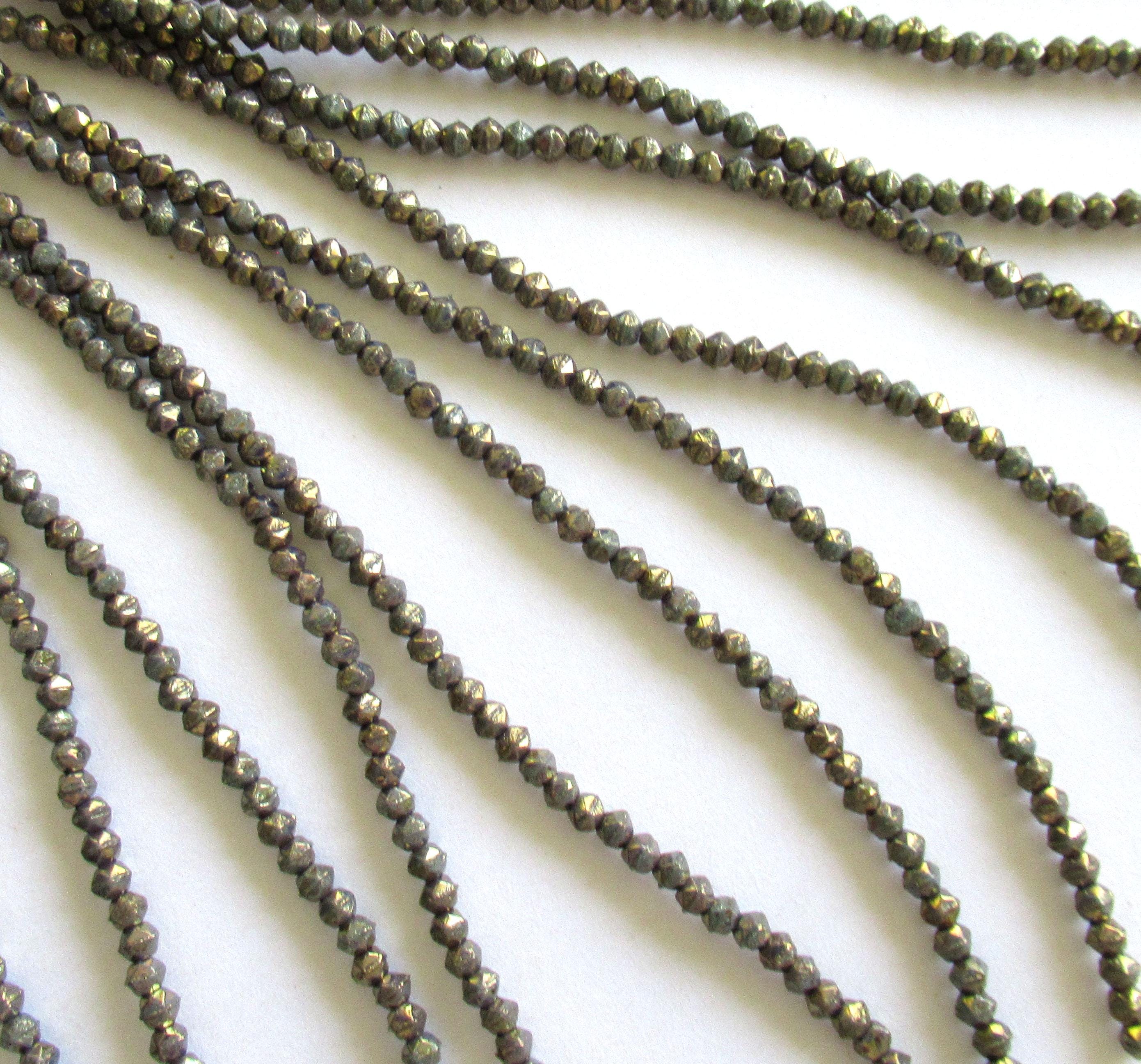 100 3mm Czech glass english cut beads - Opaque Turquoise Bronze Picasso beads - pressed glass spacer beads - C0019