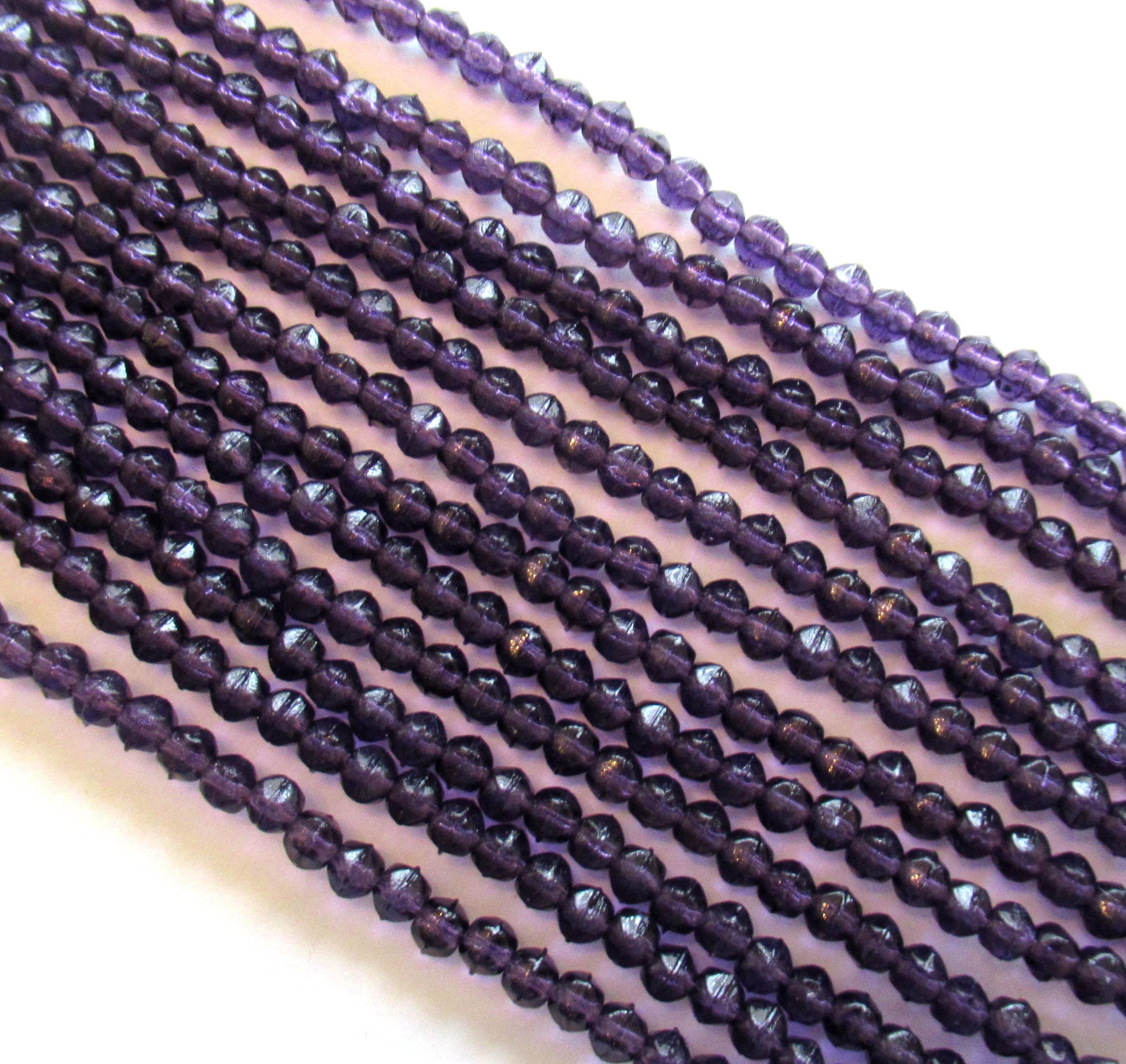 100 3mm Czech glass English cut beads - transparent tanzanite purple spacer beads - pressed glass beads - C0027