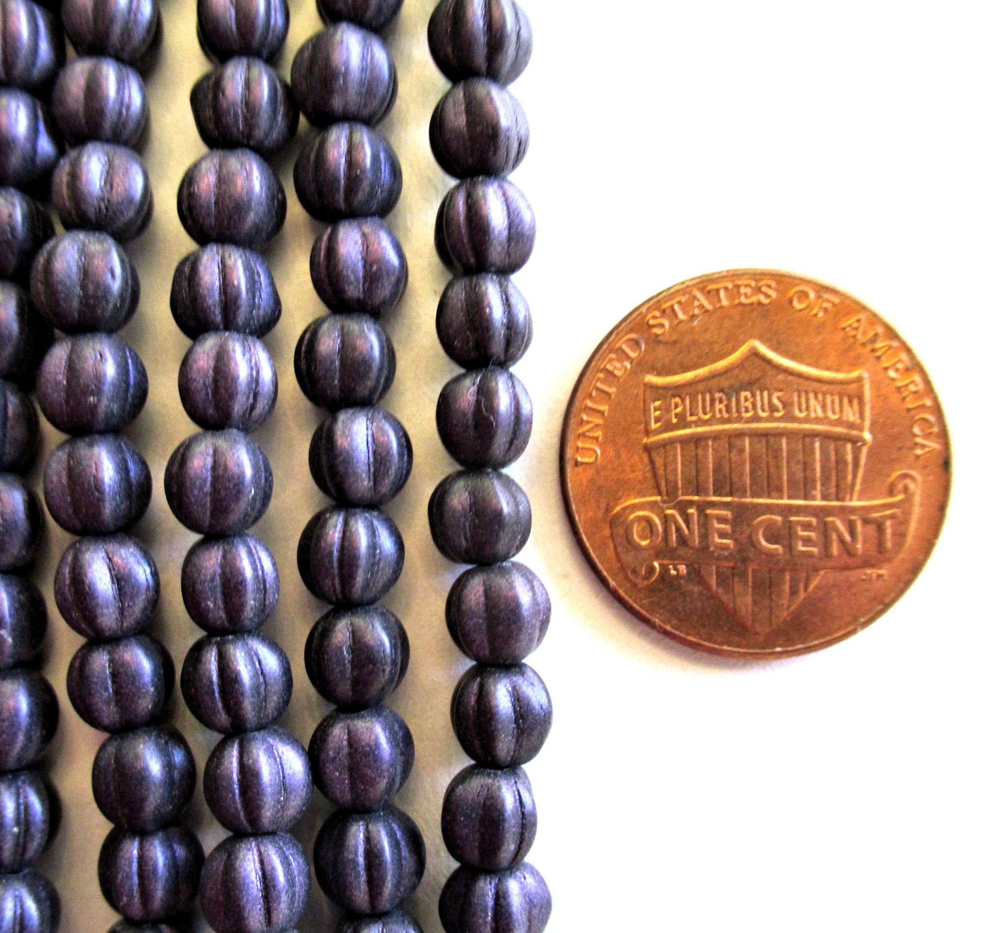Fifty 5mm Czech glass melon beads - opaque matte dark plum purple suede beads - C0016