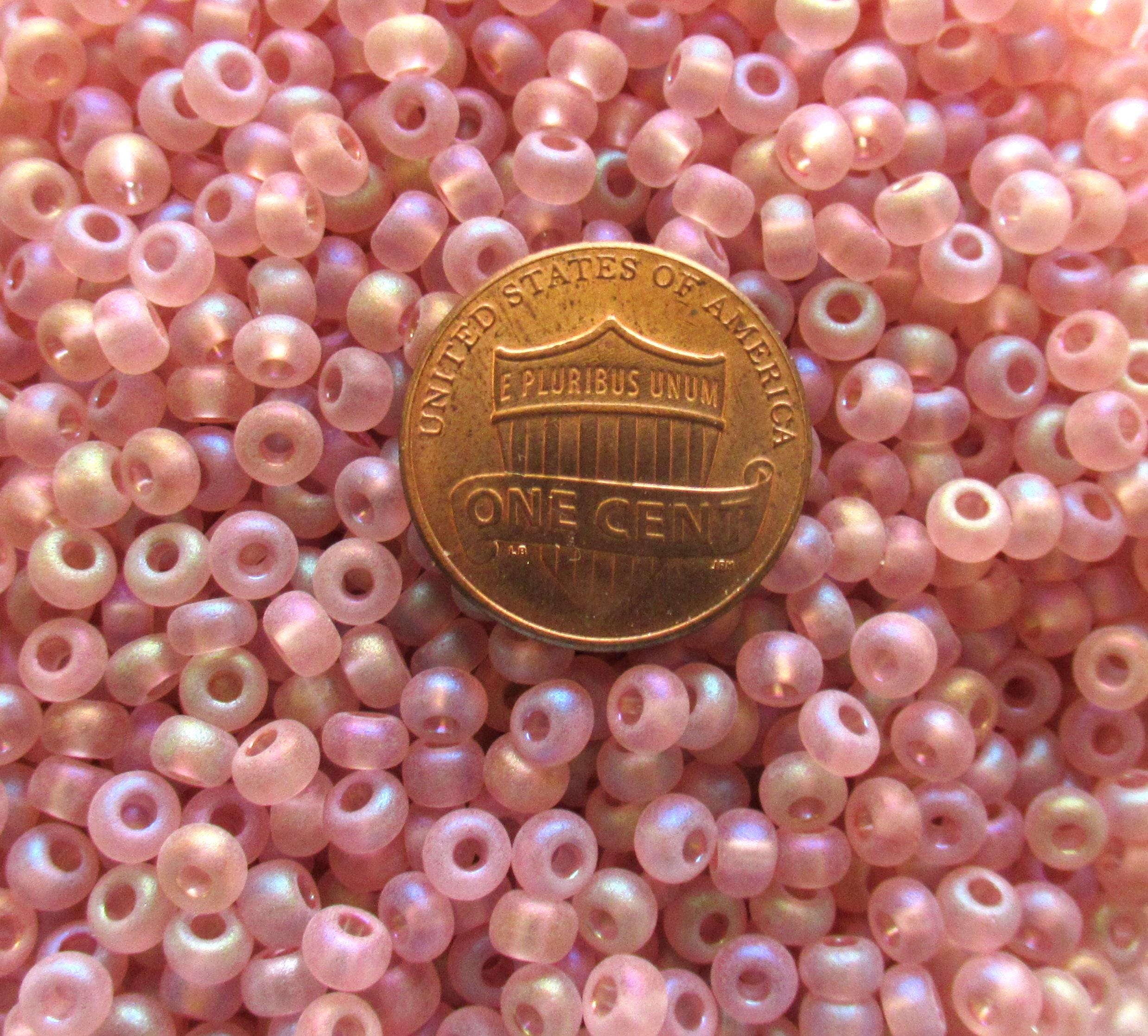 24 grams Czech glass seed beads - 6/0 matte light rose pink AB Preciosa Rocaille seed beads - C00441