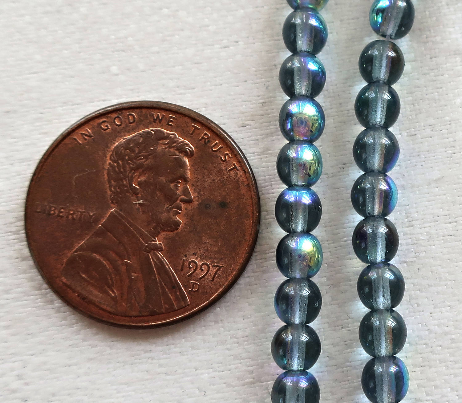 Lot of 100 4mm Montana Blue AB Czech glass druks, smooth round pressed glass druk beads C0036