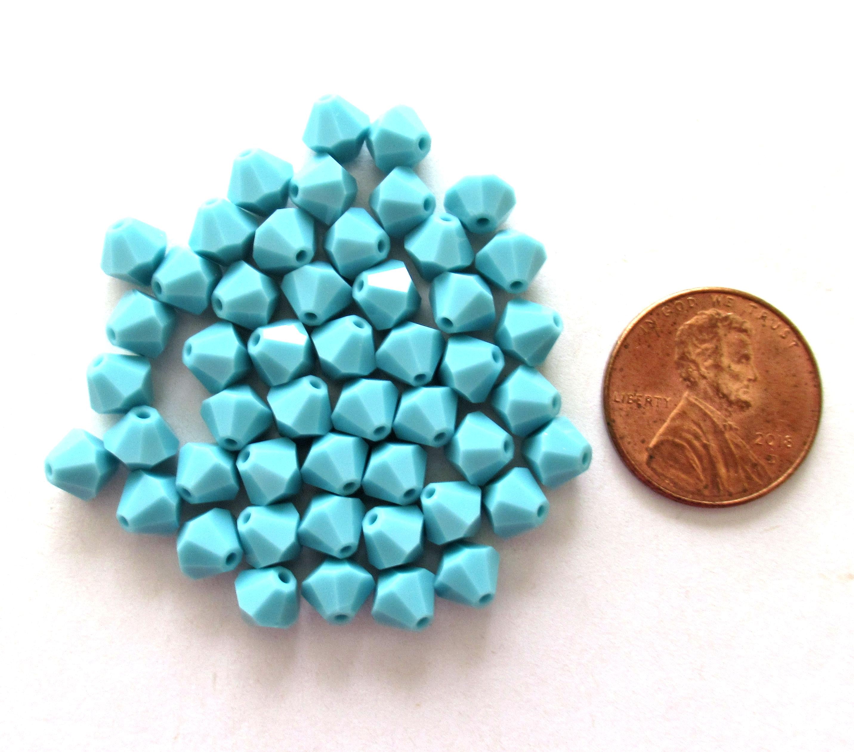 Lot of 24 6mm Czech glass Preciosa - Turquoise Blue - Crystal bicone beads - faceted glass opaque blue bicones C00701