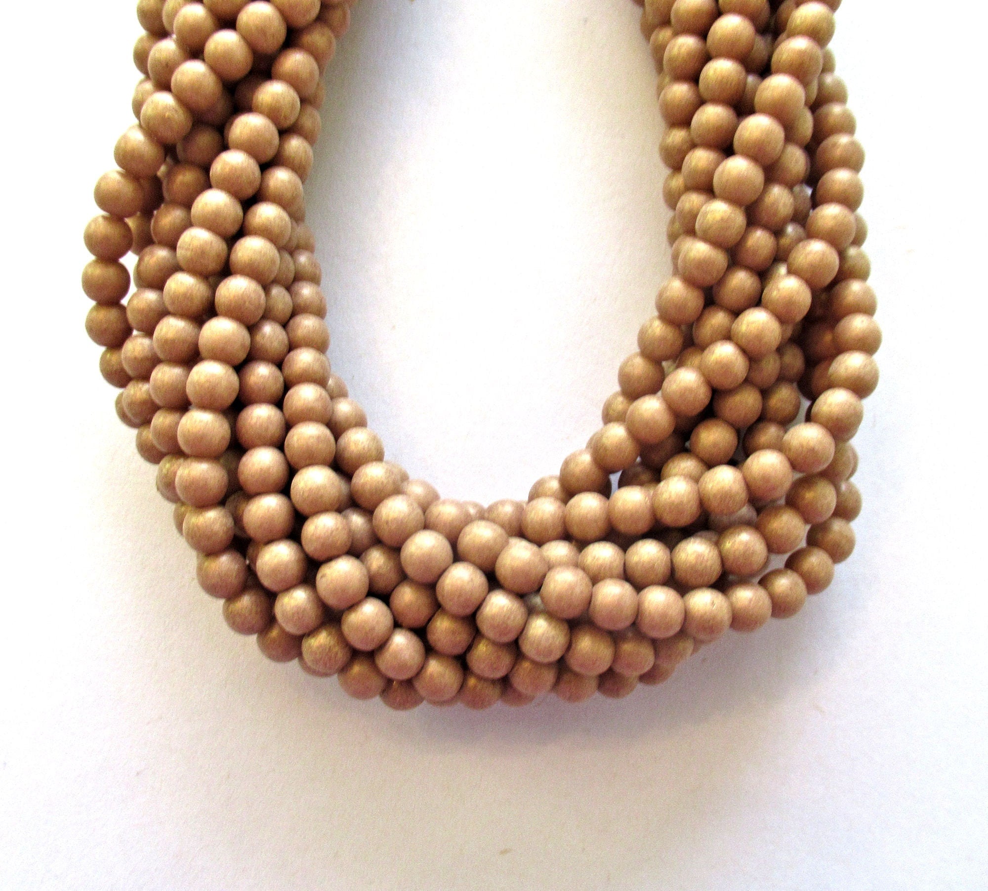 100 4mm Czech glass druks - opaque beige, light brown, Pacifica Macadamia smooth round druk beads C0067