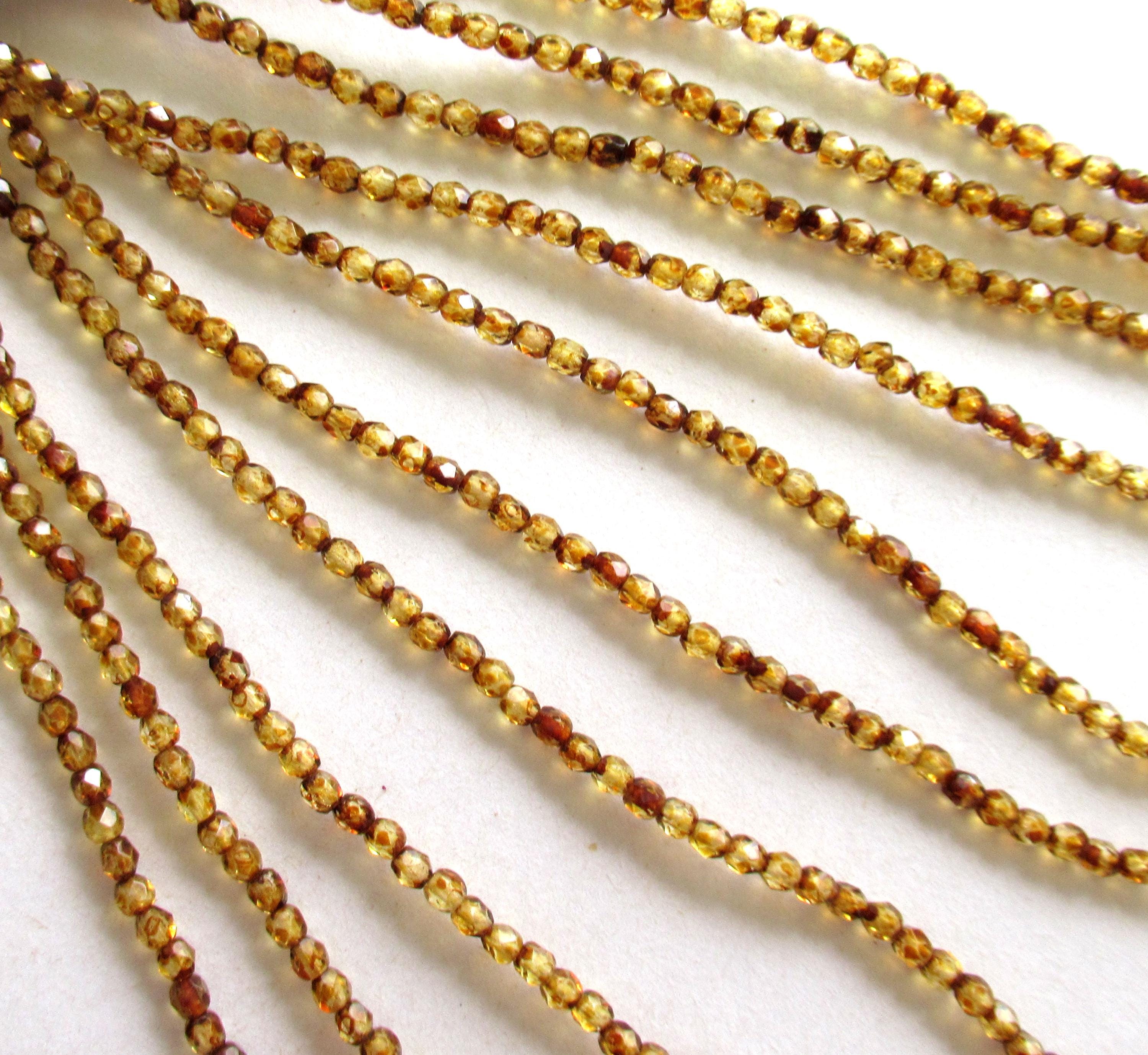 50 3mm Czech glass crystal picasso beads - fire polished faceted round beads - C0034