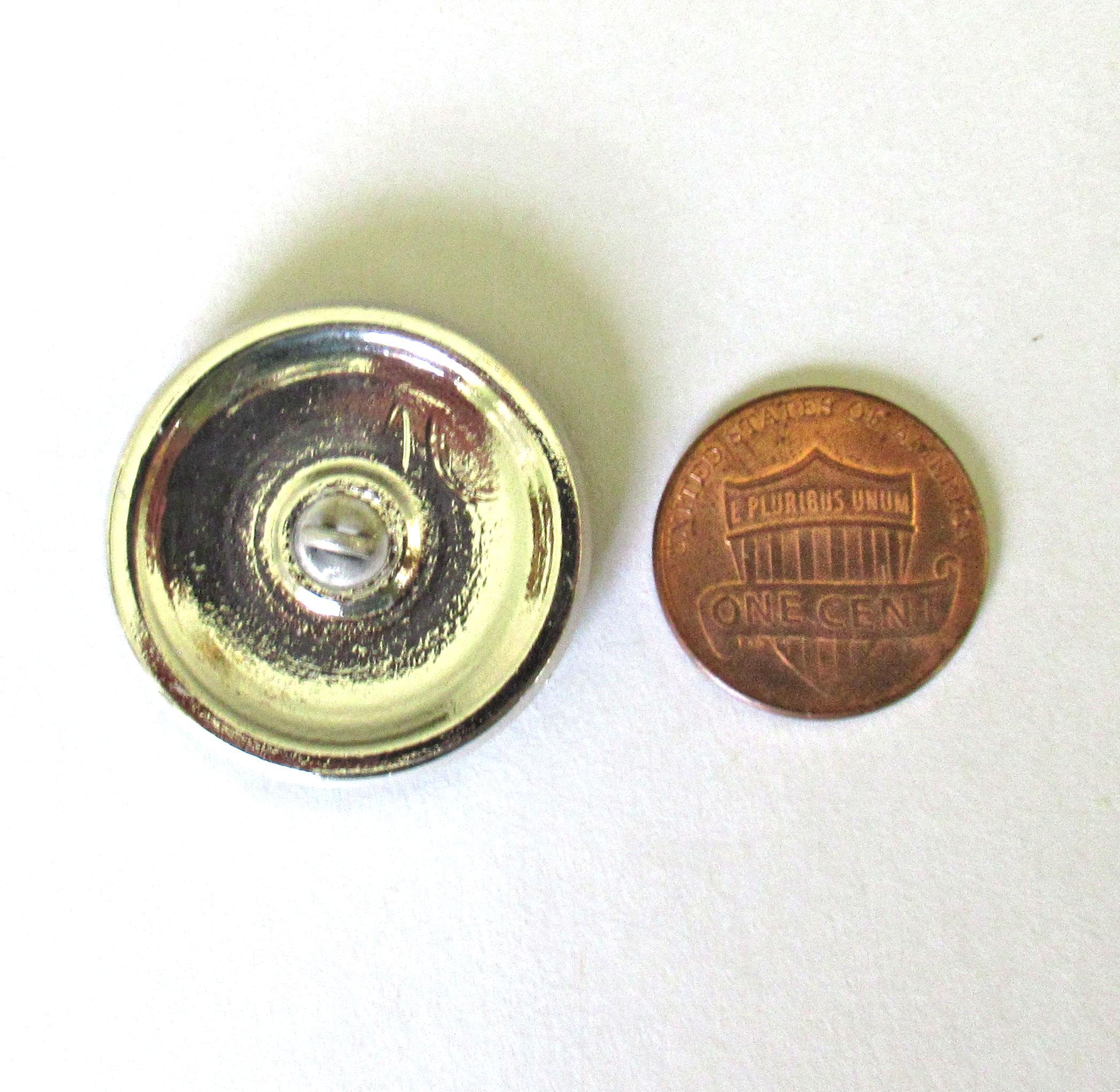 One large 27mm Czech glass frond button - iridescent pink purple & orange with silver - ornate decorative shank button - C00072