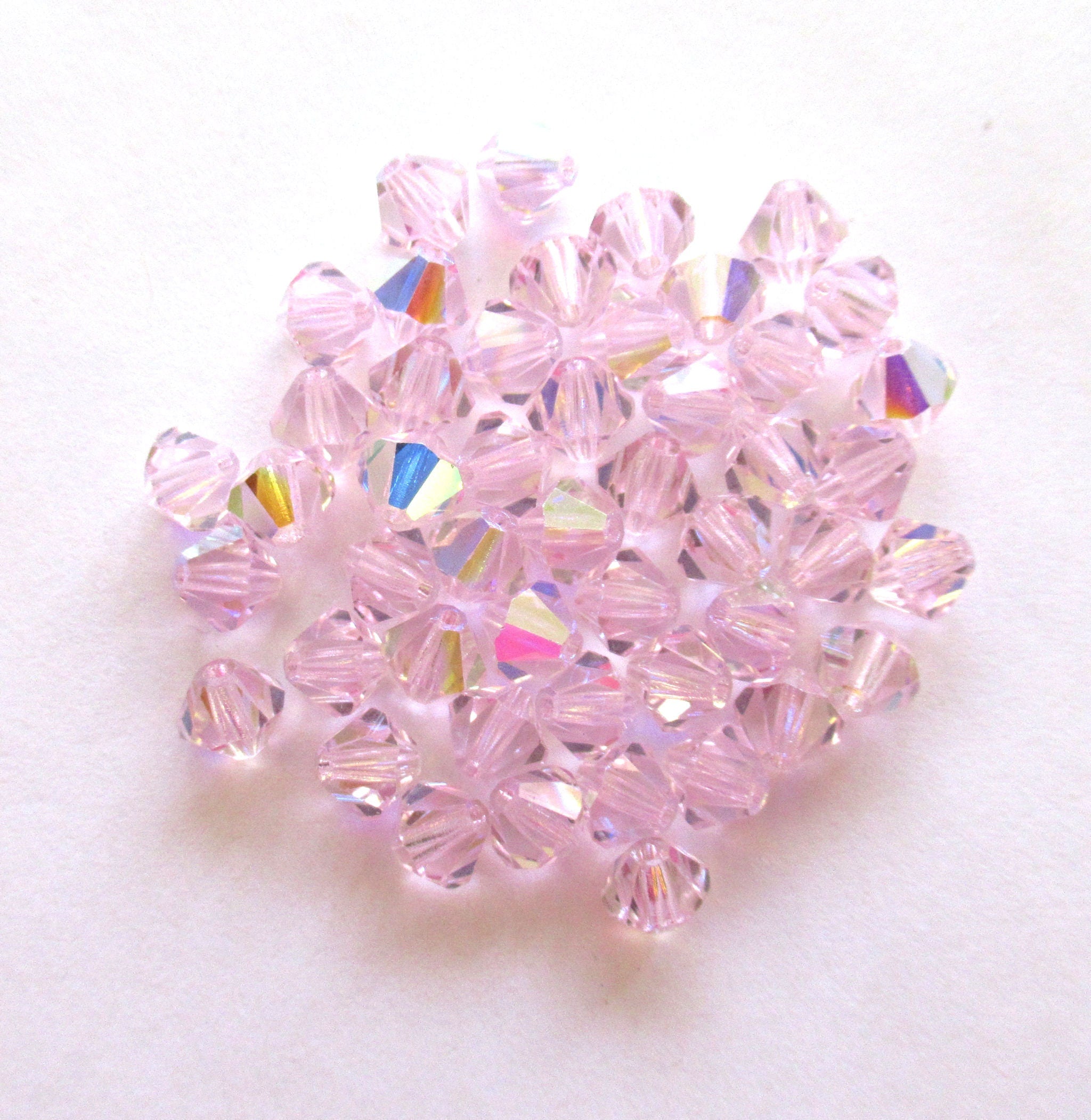 Lot of 24 6mm Czech Preciosa Crystal bicone beads - sapphire pink faceted glass bicones C00221