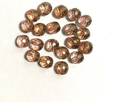 Twenty Czech glass fire polished faceted round beads - 10mm lumi pink beads C0082