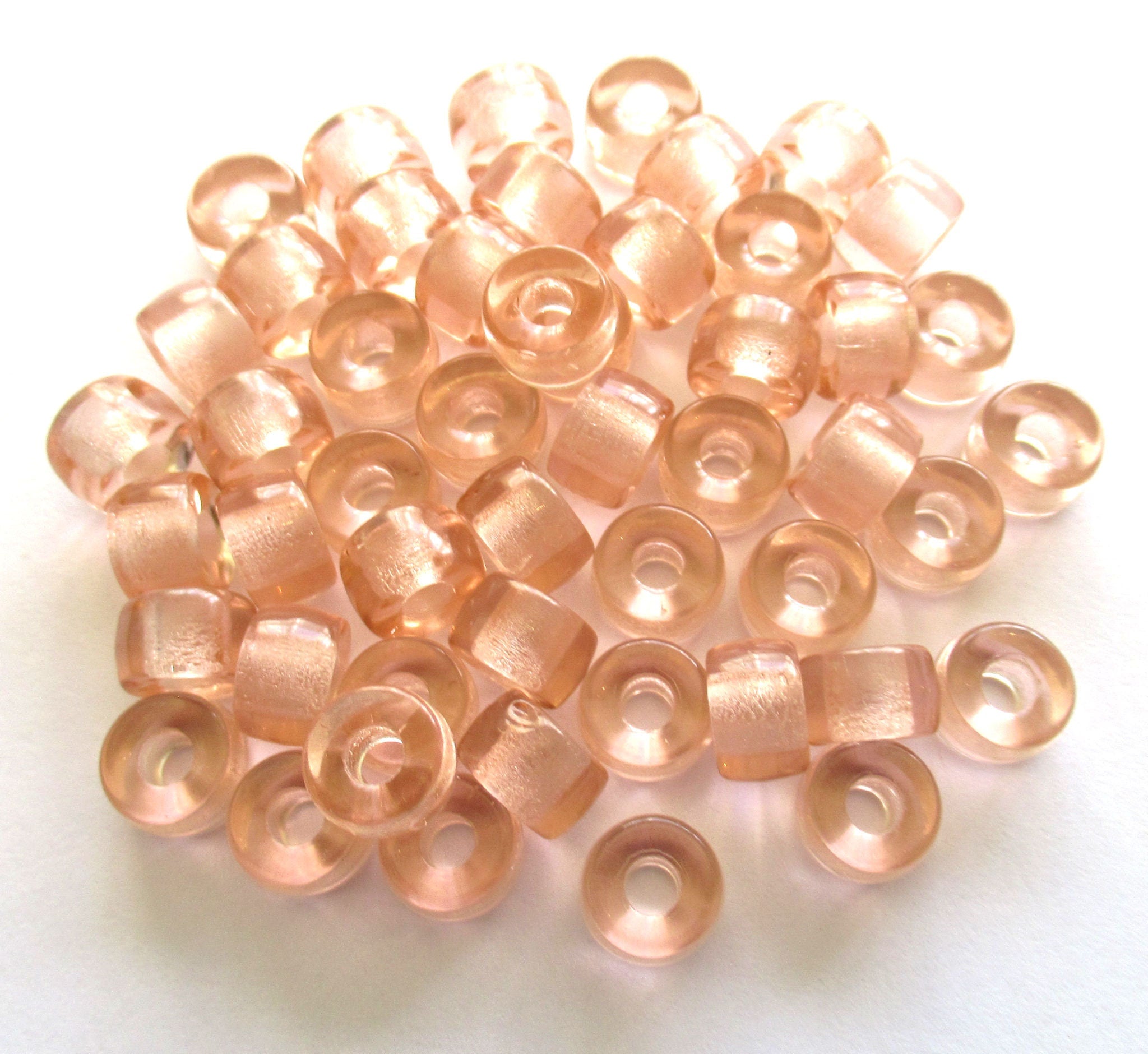25 9mm pink Czech glass pony roller beads large big hole crow beads C0076